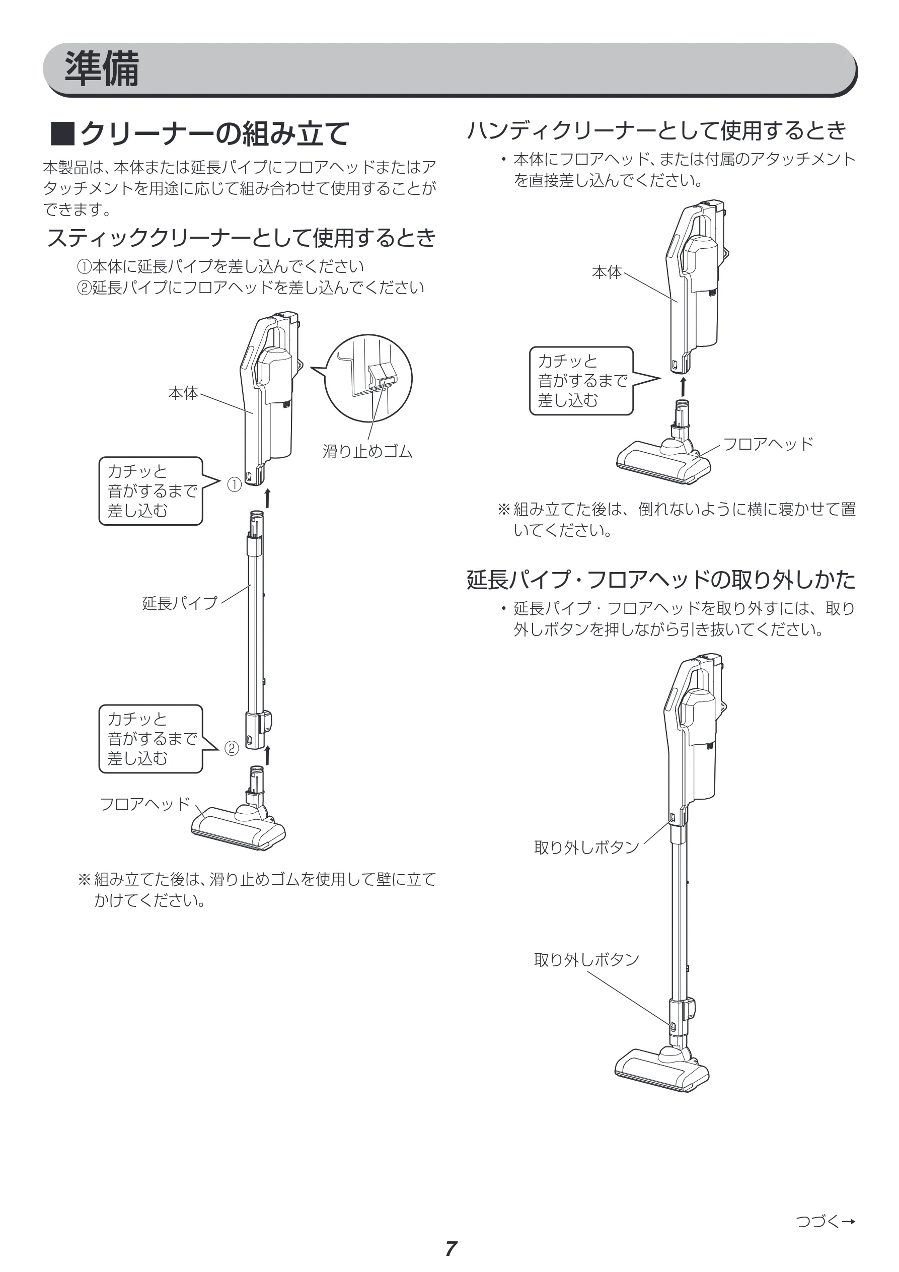 アイリスオーヤマ SCD-183P 取扱説明書 — ハンディクリーナーとして使用するとき — 図版 7-1 — 7ページ