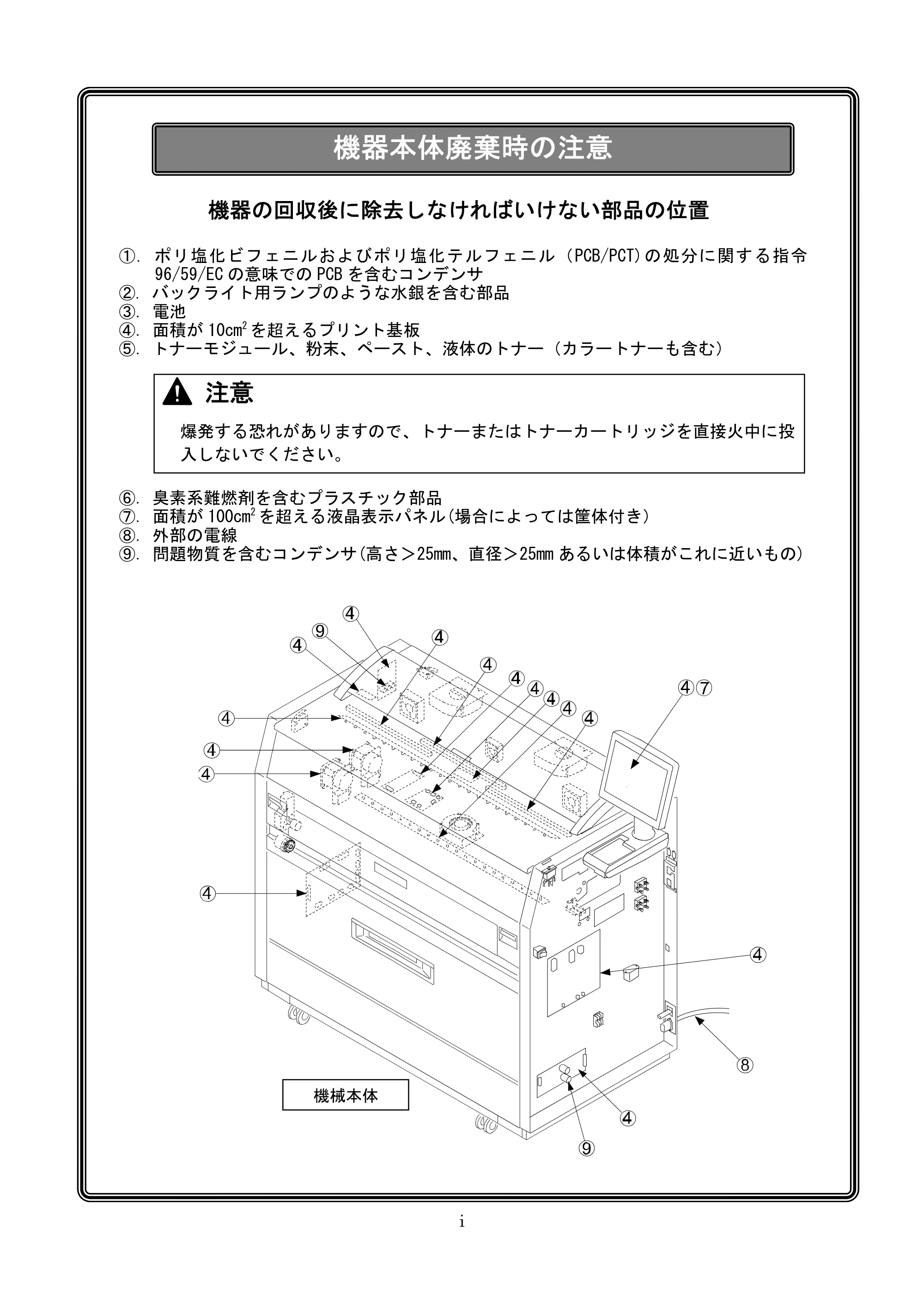 京セラ KIP 7170G KIP 7170G取扱説明書 — 機器本体廃棄時の注意 — 原本ページ — 72ページ