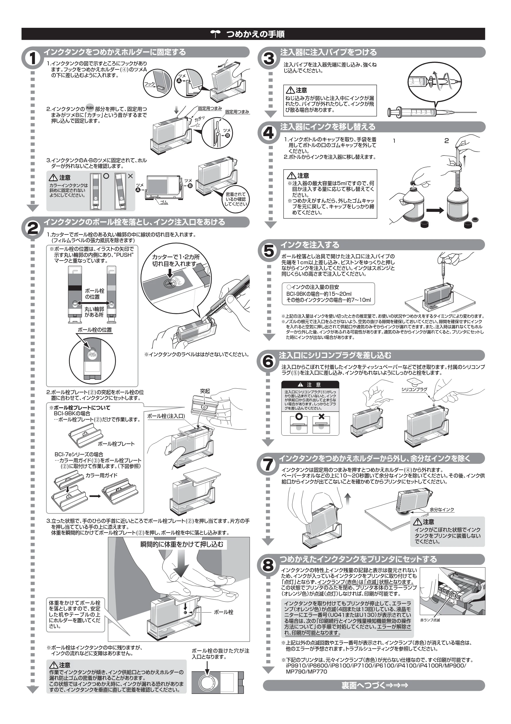 サンワサプライ 300-INK7BK5 取扱説明書 — つめかえの手順 — 図版 2-1 — 2ページ