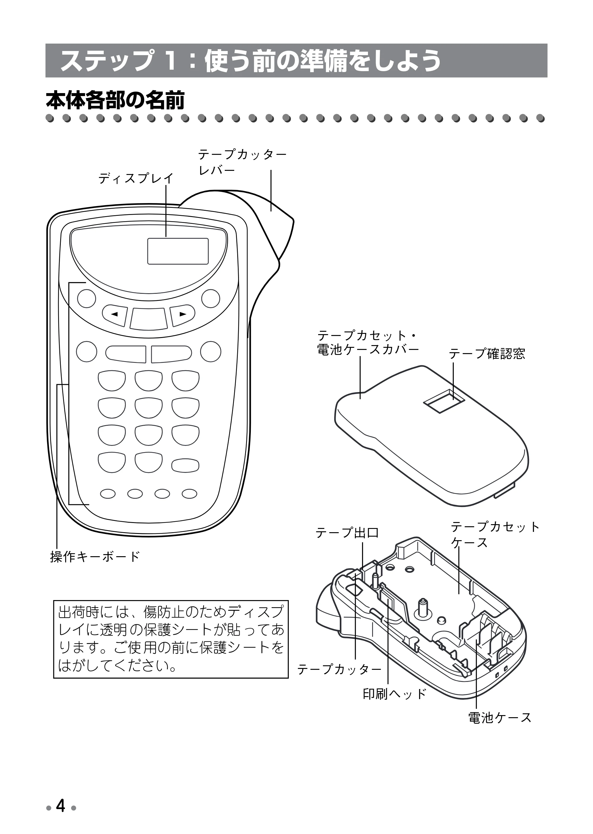 ブラザー PT-170 取扱説明書 ドラえもん版 — ステップ1：使う前の準備をしよう — 原本ページ — 6ページ