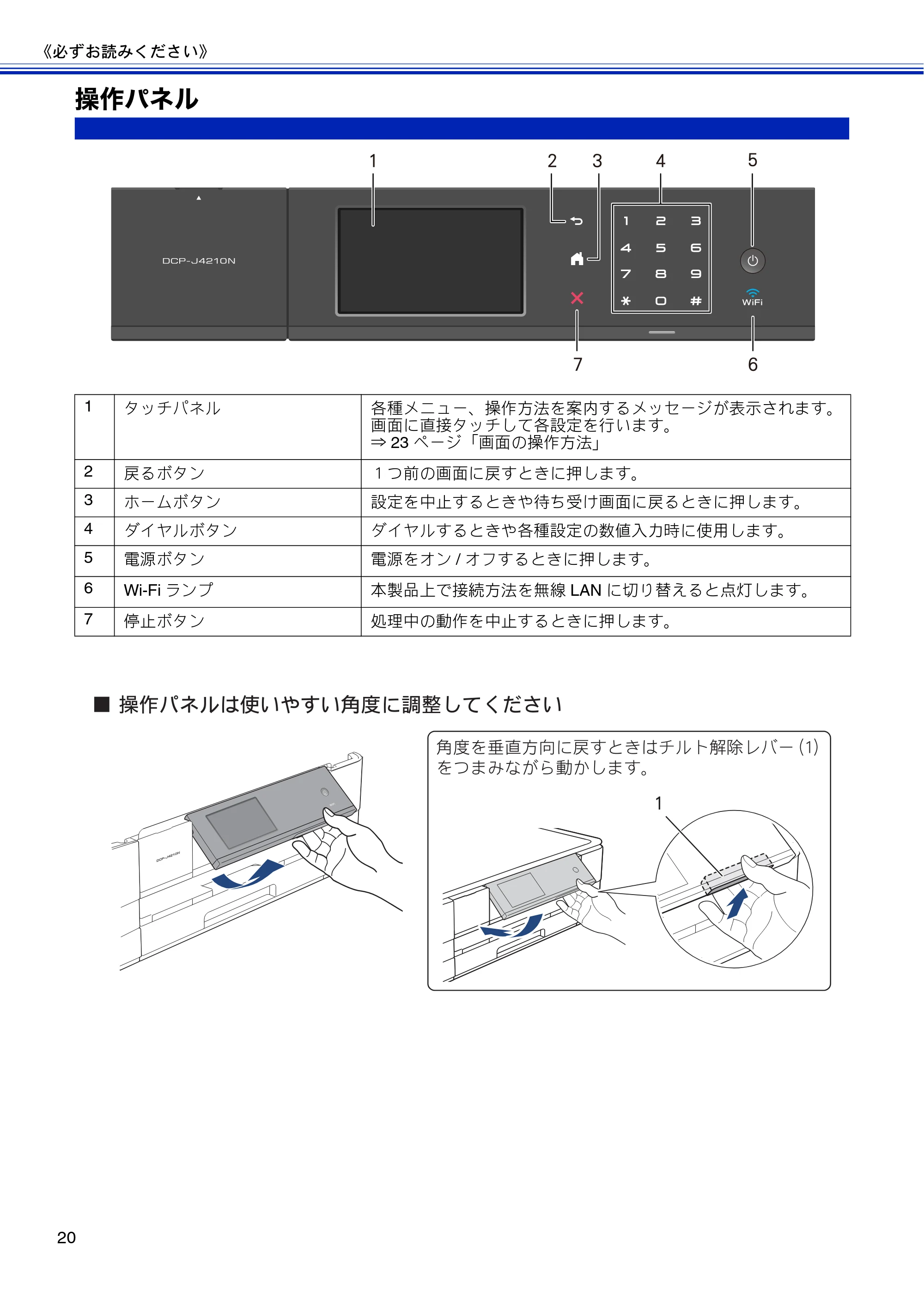 ブラザー DCP-J4210N ユーザーズガイド ~基本編~ — 操作パネル — 原本ページ — 22ページ