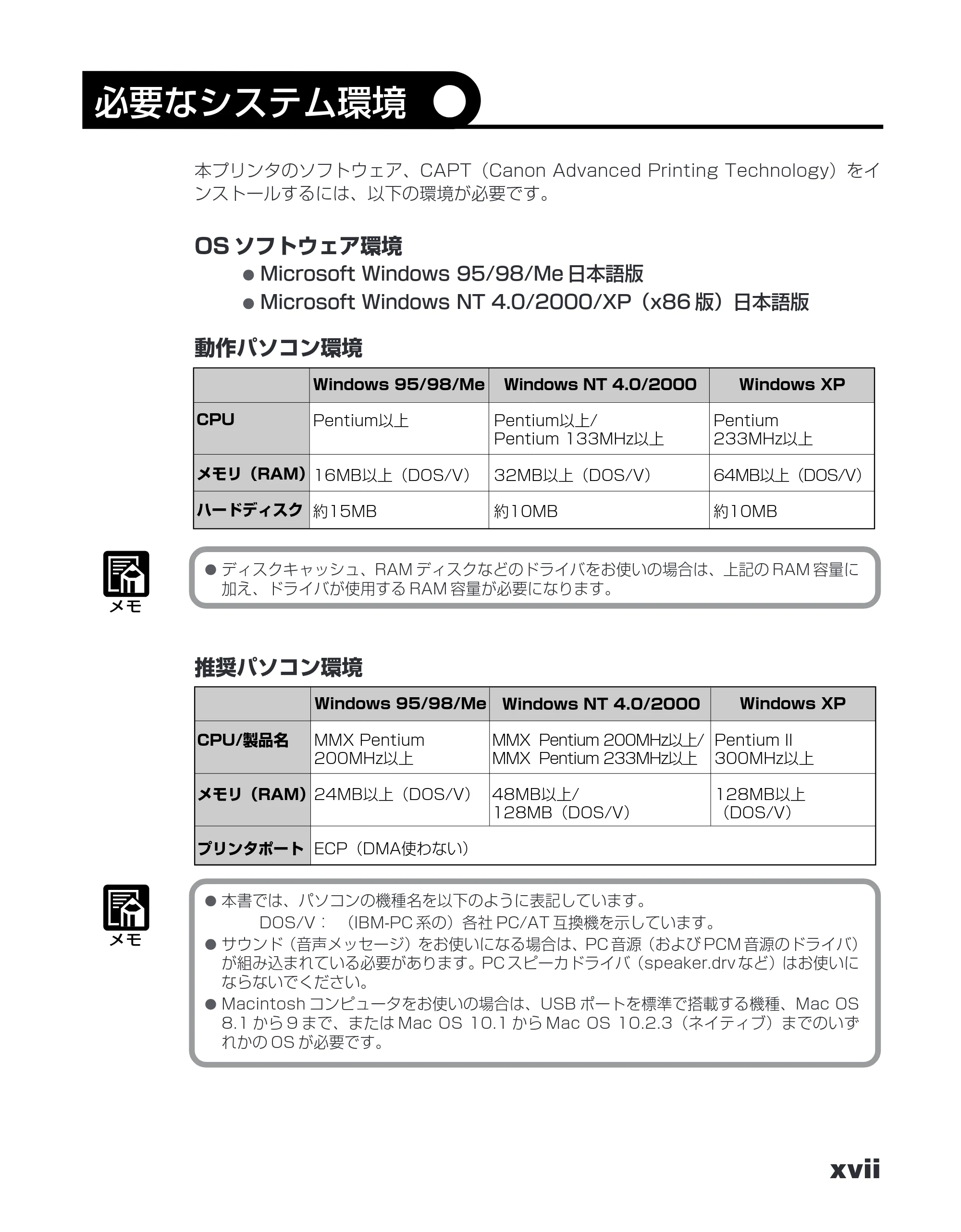 キヤノン LBP-1110SE ユーザーズガイド （PDF形式／8.41Mバイト） — 必要なシステム環境 — 原本ページ — 19ページ