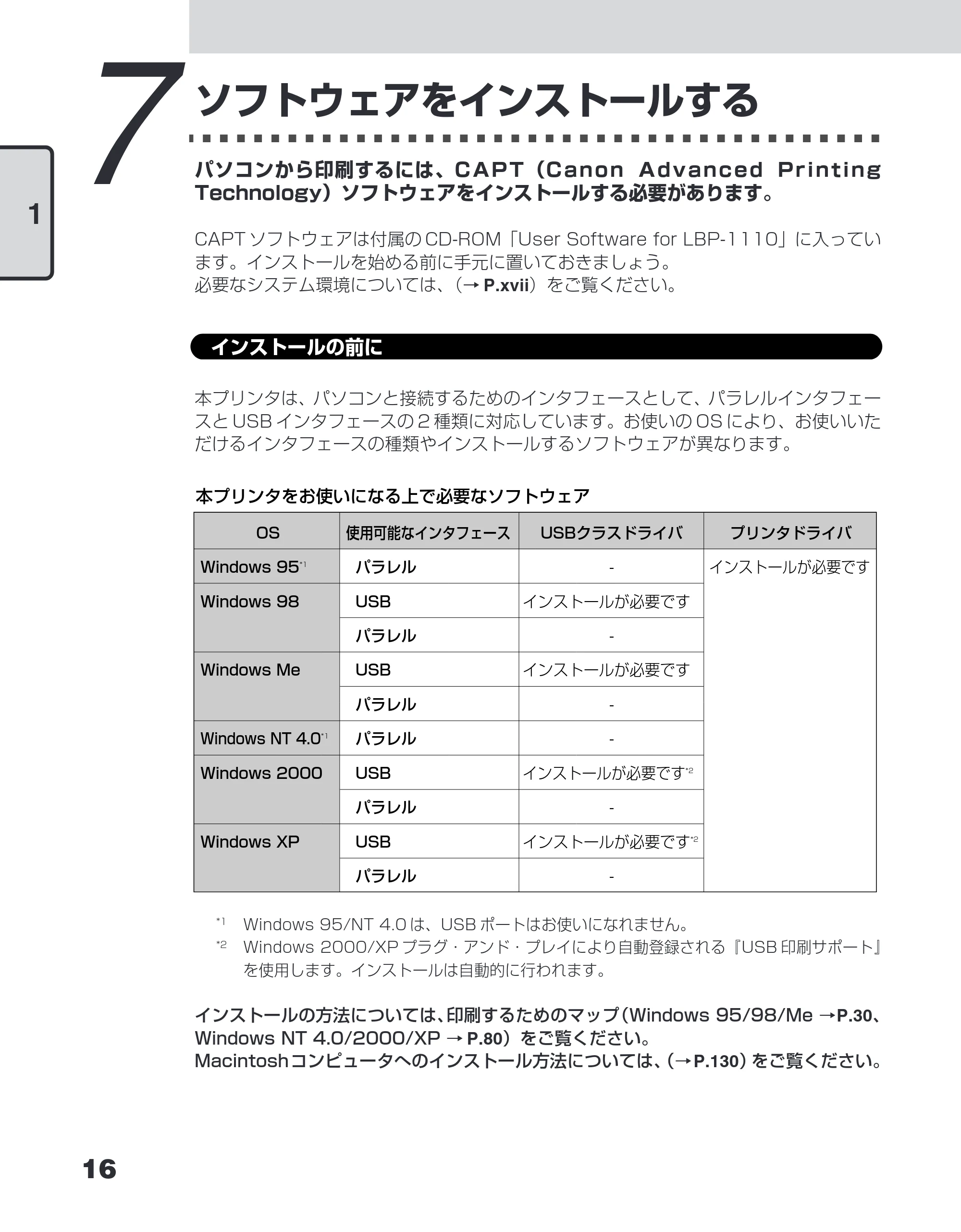キヤノン LBP-1110SE ユーザーズガイド （PDF形式／8.41Mバイト） — 7 ソフトウェアをインストールする — 原本ページ — 40ページ