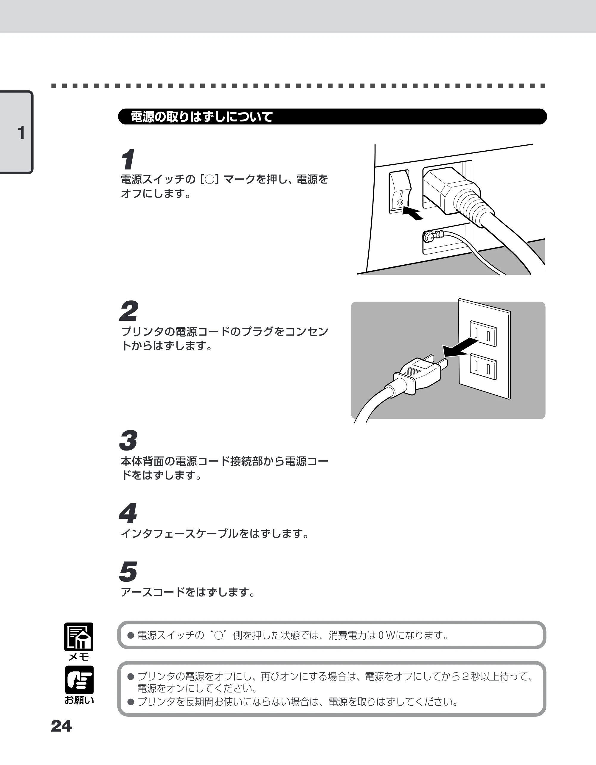 キヤノン LBP-1110SE ユーザーズガイド （PDF形式／8.41Mバイト） — 電源の取りはずしについて — 原本ページ — 48ページ