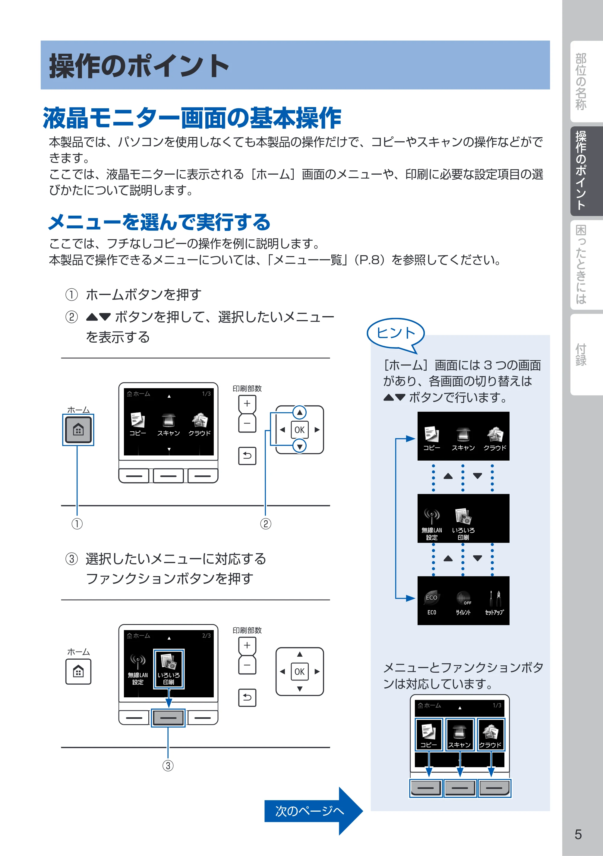 キヤノン PIXUS MG5630 PIXUS 早わかり(PDF:3.06MB) — 操作のポイント — 原本ページ — 7ページ