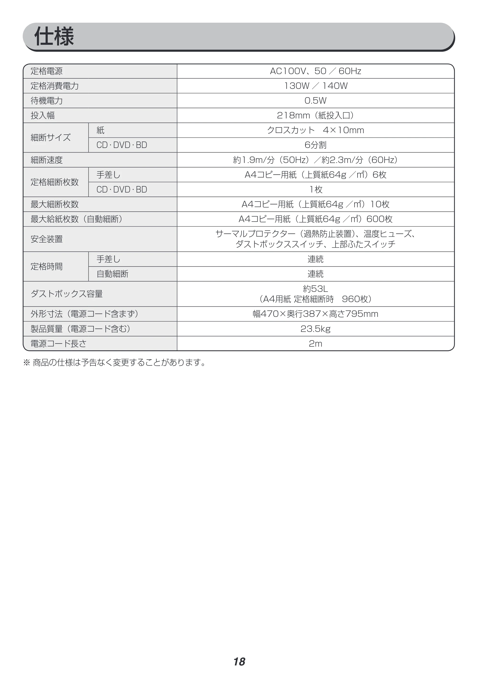 アイリスオーヤマ AFS600C 取扱説明書 — 原本ページ — 18ページ