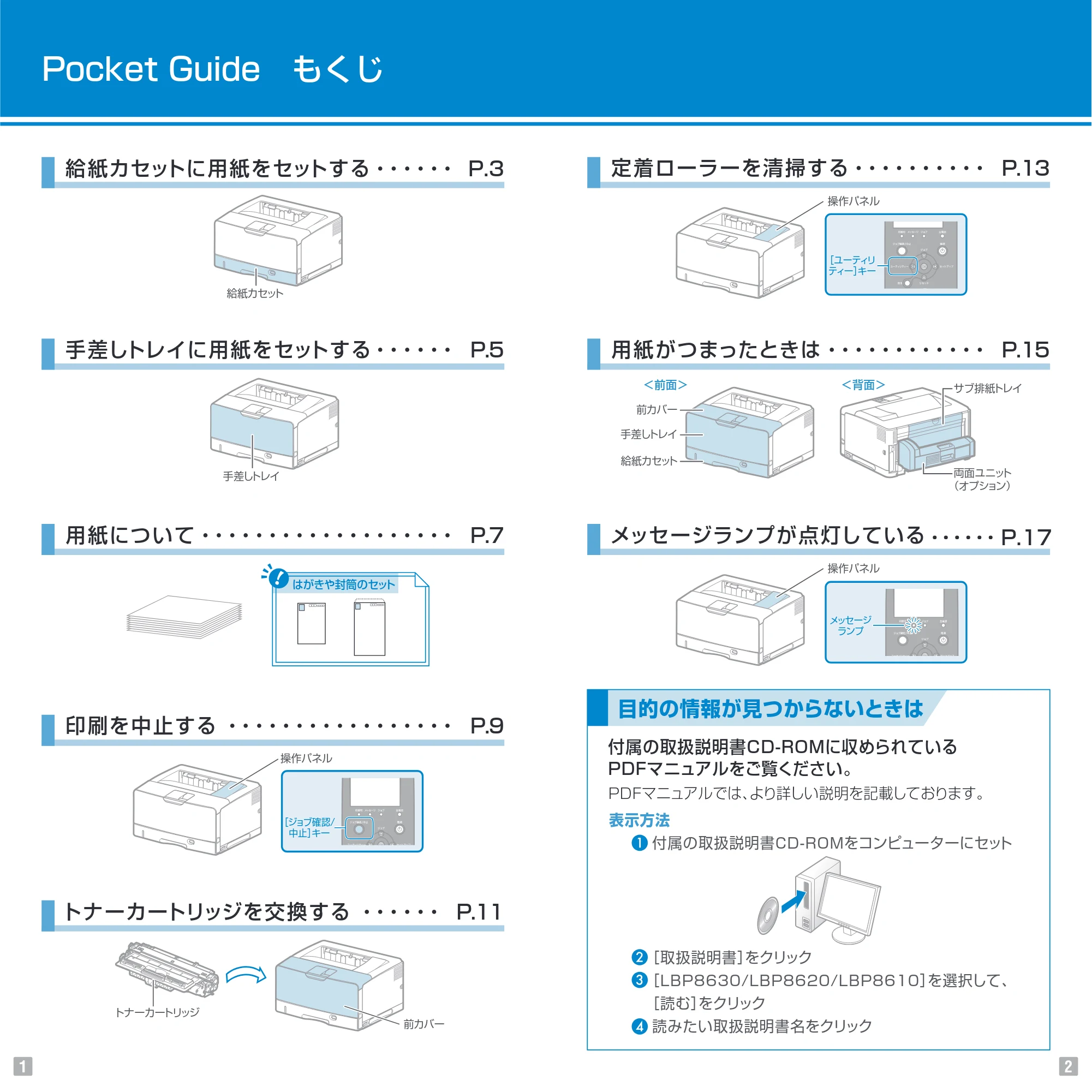 キヤノン LBP8630/8620/8610 Pocket Guide 2010年1月27日掲載 (PDF形式/1.16Mバイト) — 原本ページ — 2ページ