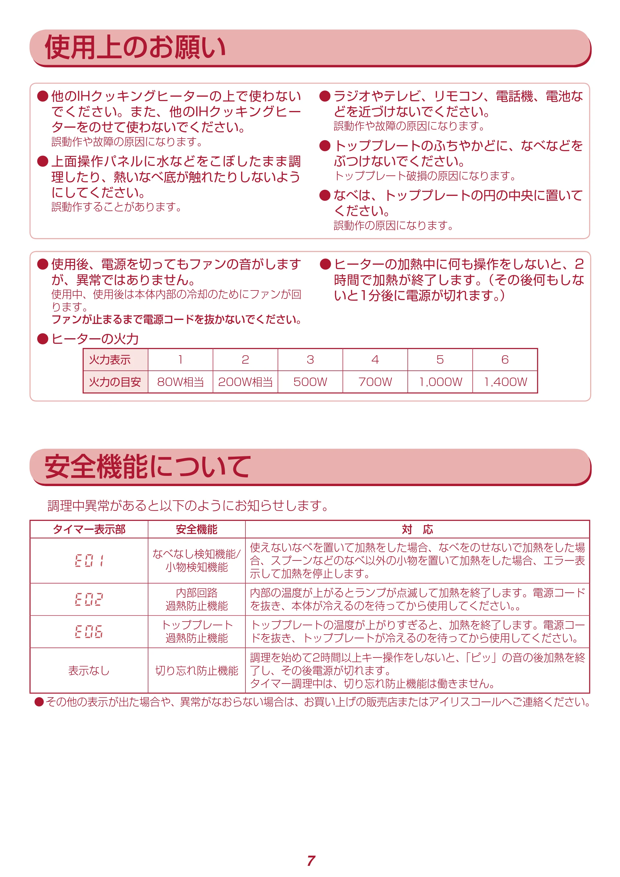 アイリスオーヤマ IHC-T41 取扱説明書 — 原本ページ — 7ページ