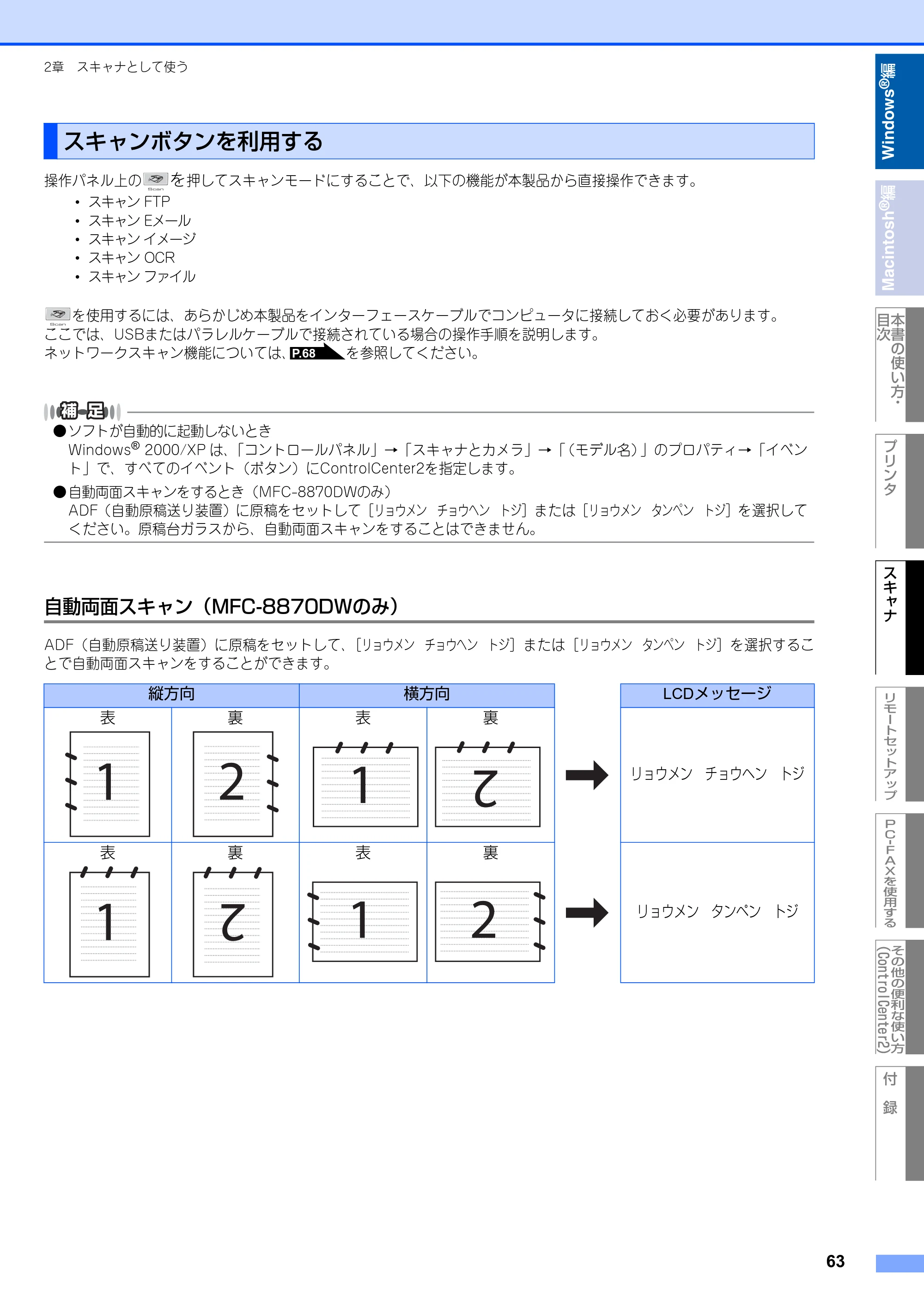 ブラザー MFC-8460N ユーザーズガイド ～パソコン活用編～ — スキャンボタンを利用する — 原本ページ — 64ページ