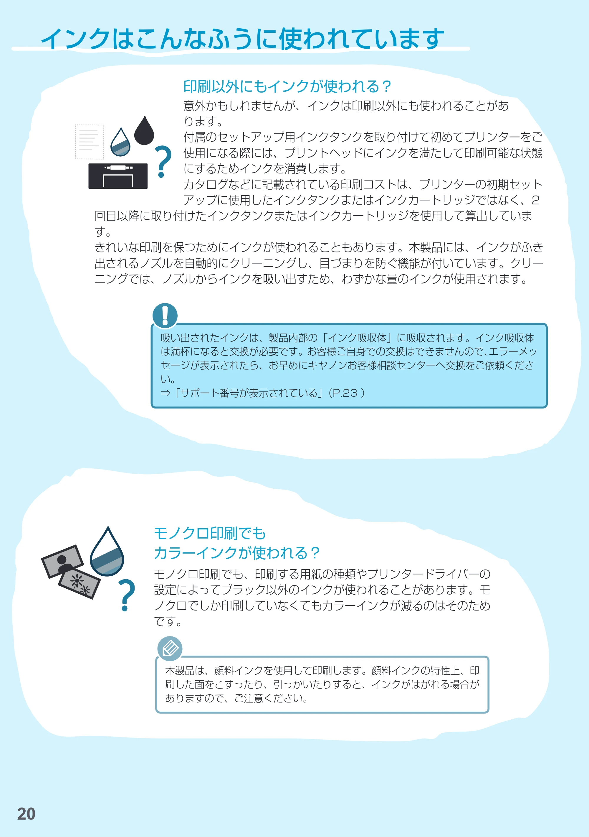キヤノン MAXIFY iB4130 基本操作マニュアル（PDF：2.59MB） — インクはこんなふうに使われています — 原本ページ — 22ページ