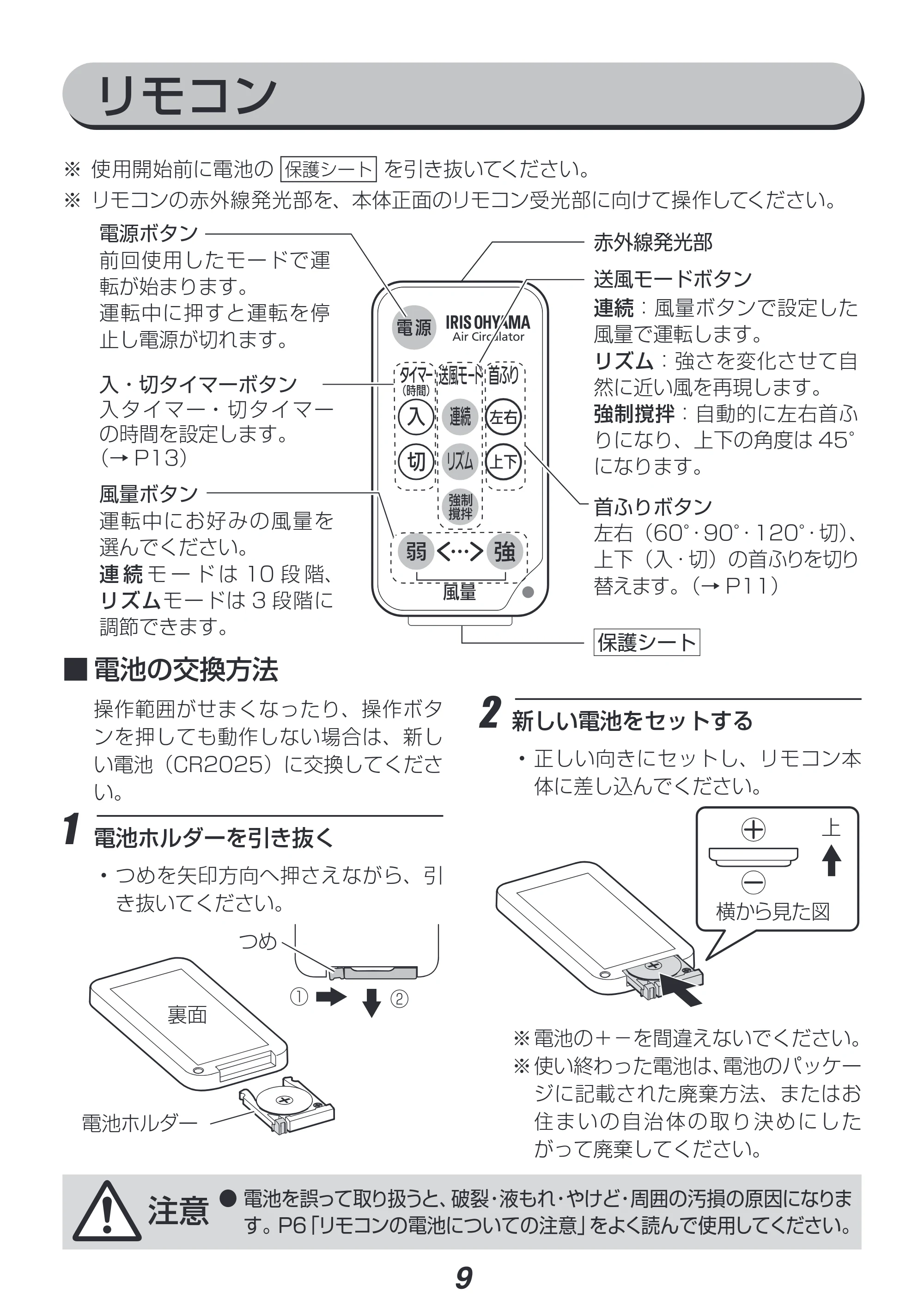 アイリスオーヤマ DCJET18 / KCF-SDC182T 取扱説明書 — 原本ページ — 9ページ