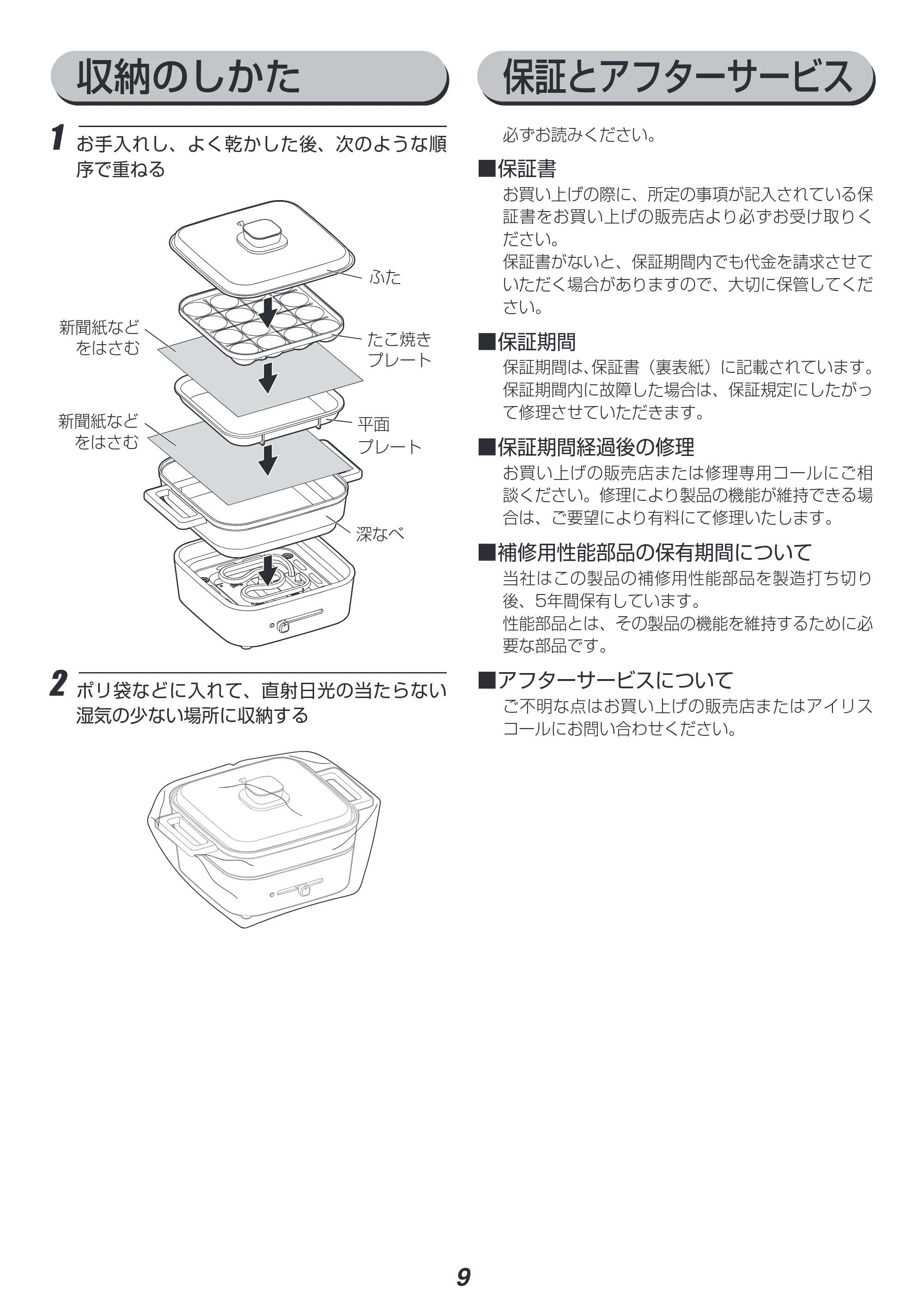 アイリスオーヤマ IGU-P3 取扱説明書 — 原本ページ — 9ページ