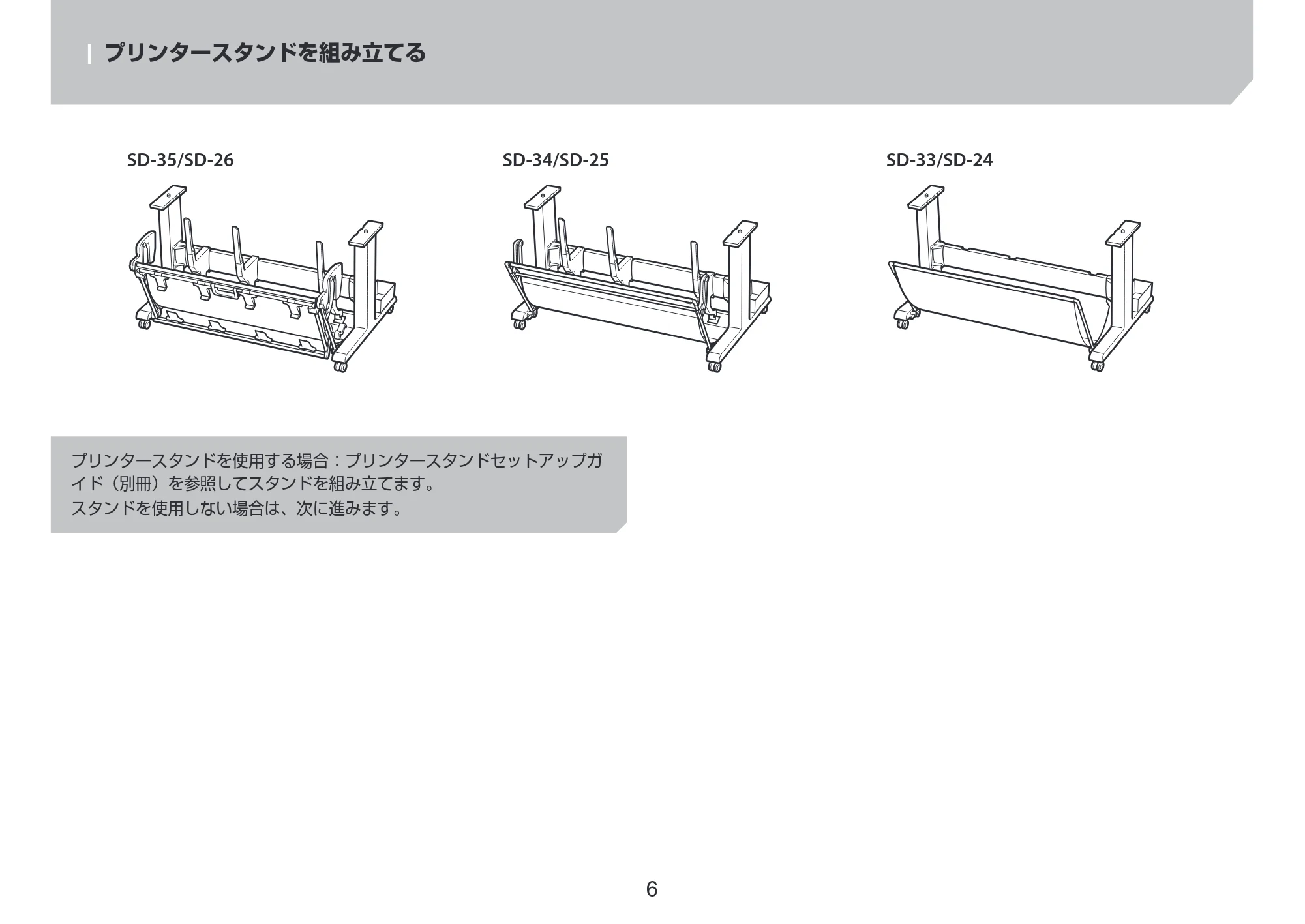 キヤノン TM-240・250・255・340・350・355 セットアップガイド 2023年10月3日掲載（PDF：2.65MB） — プリンタースタンドを組み立てる — 原本ページ — 6ページ