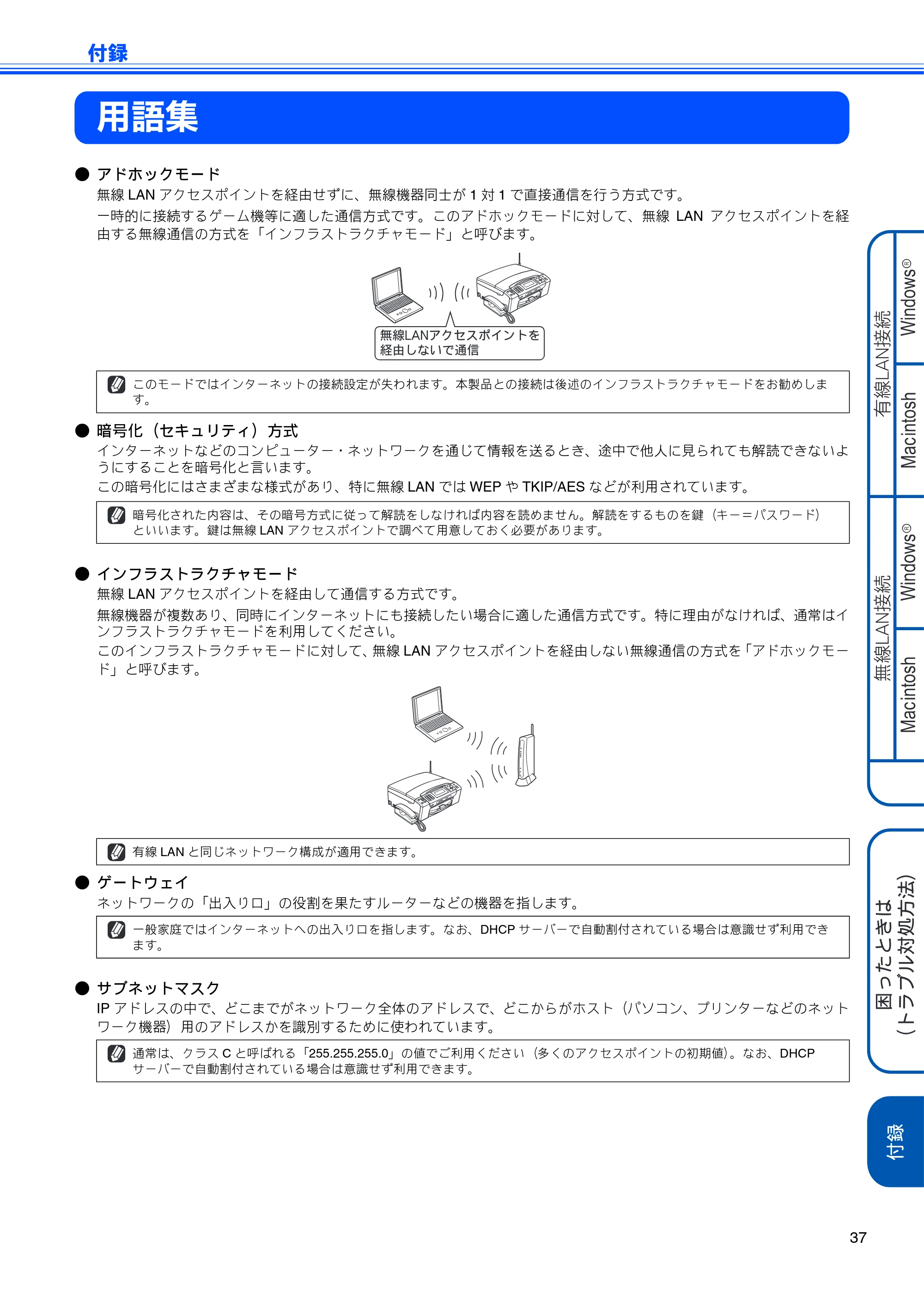 ブラザー DCP-390CN / DCP-595CN / MFC-495CN かんたん設置ガイド ～ネットワーク編～ — 付録 — 原本ページ — 39ページ