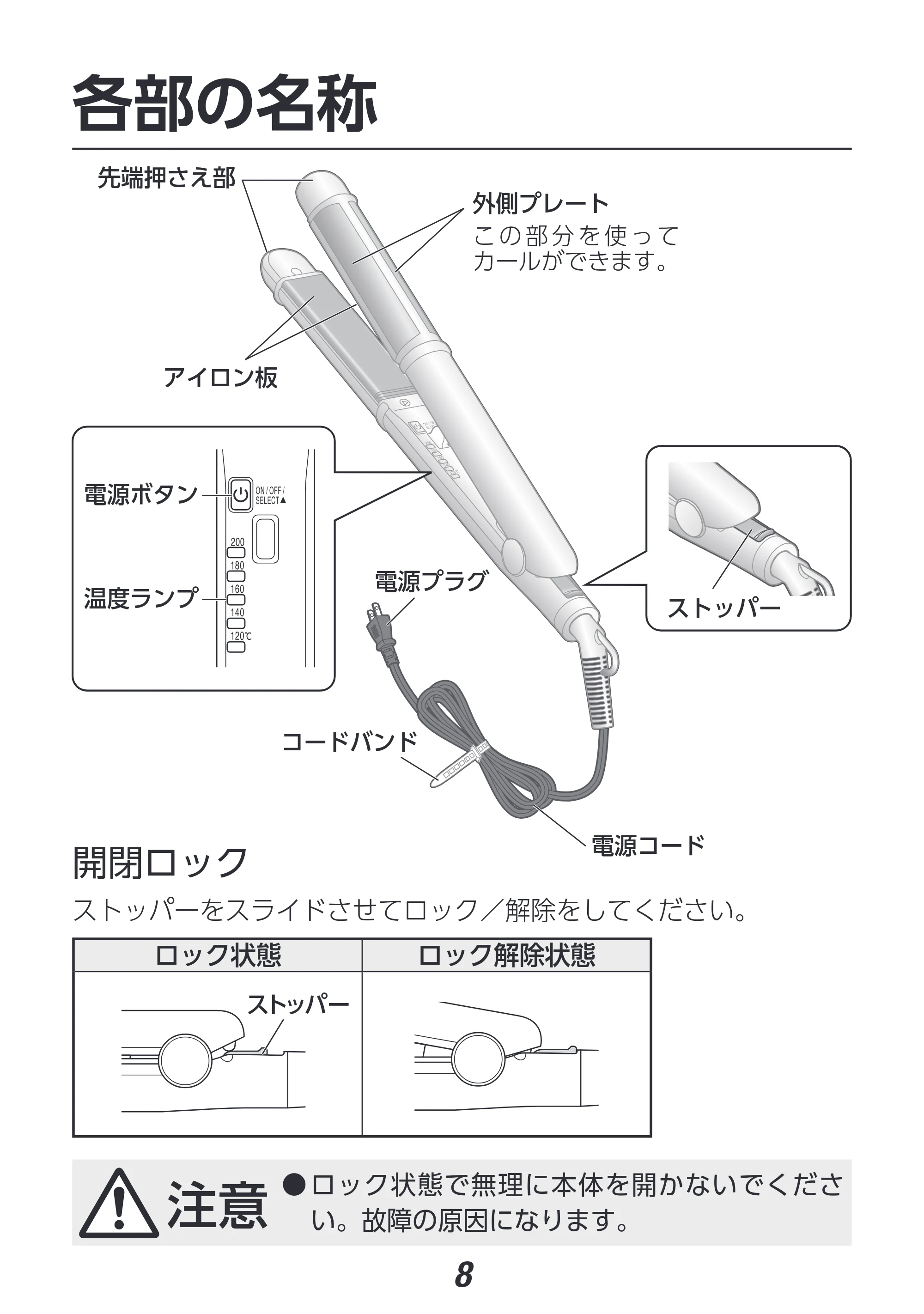 アイリスオーヤマ HIR-MS201 取扱説明書 — 原本ページ — 8ページ