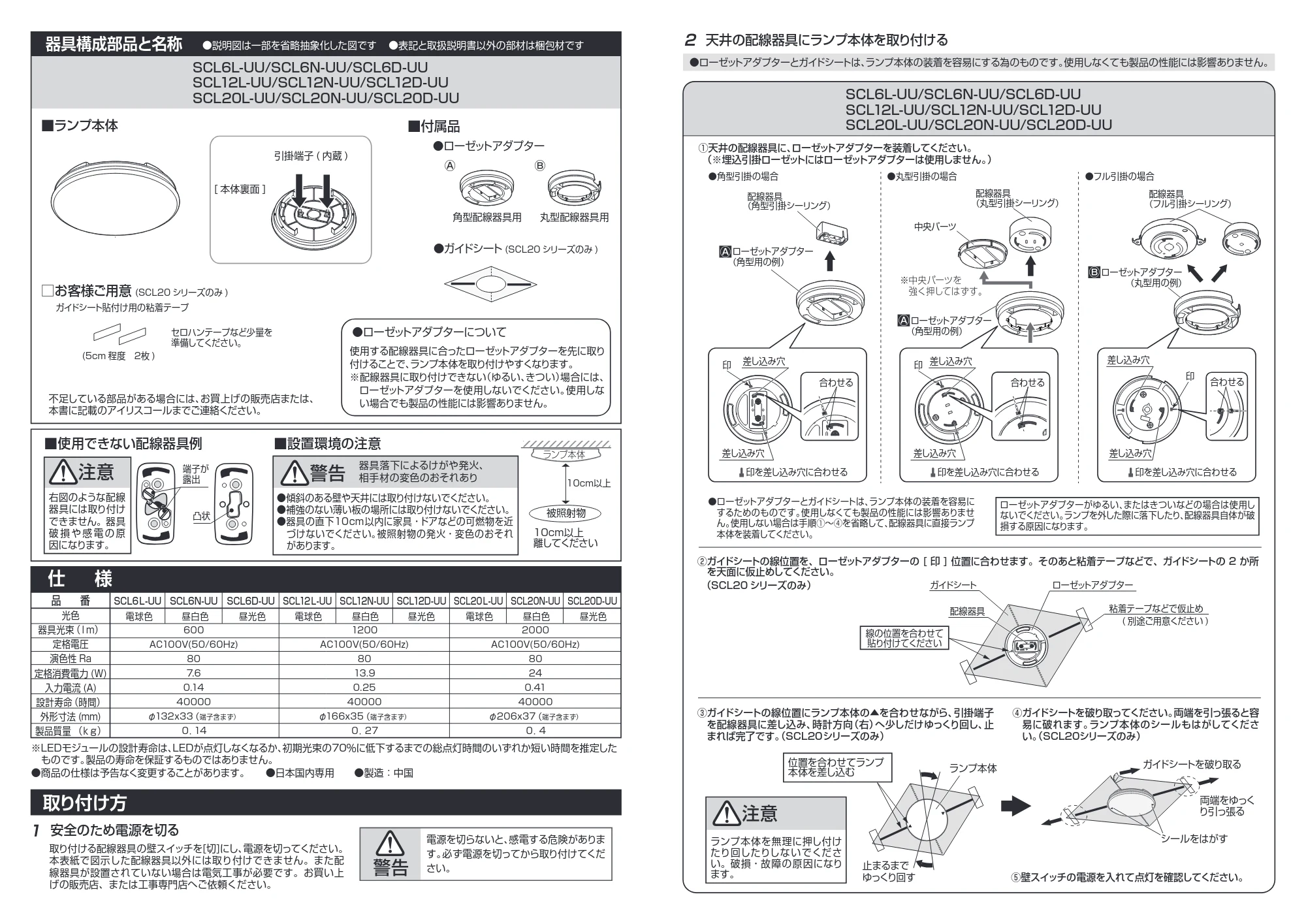 アイリスオーヤマ SCL12L-UU 取扱説明書 — 原本ページ — 2ページ