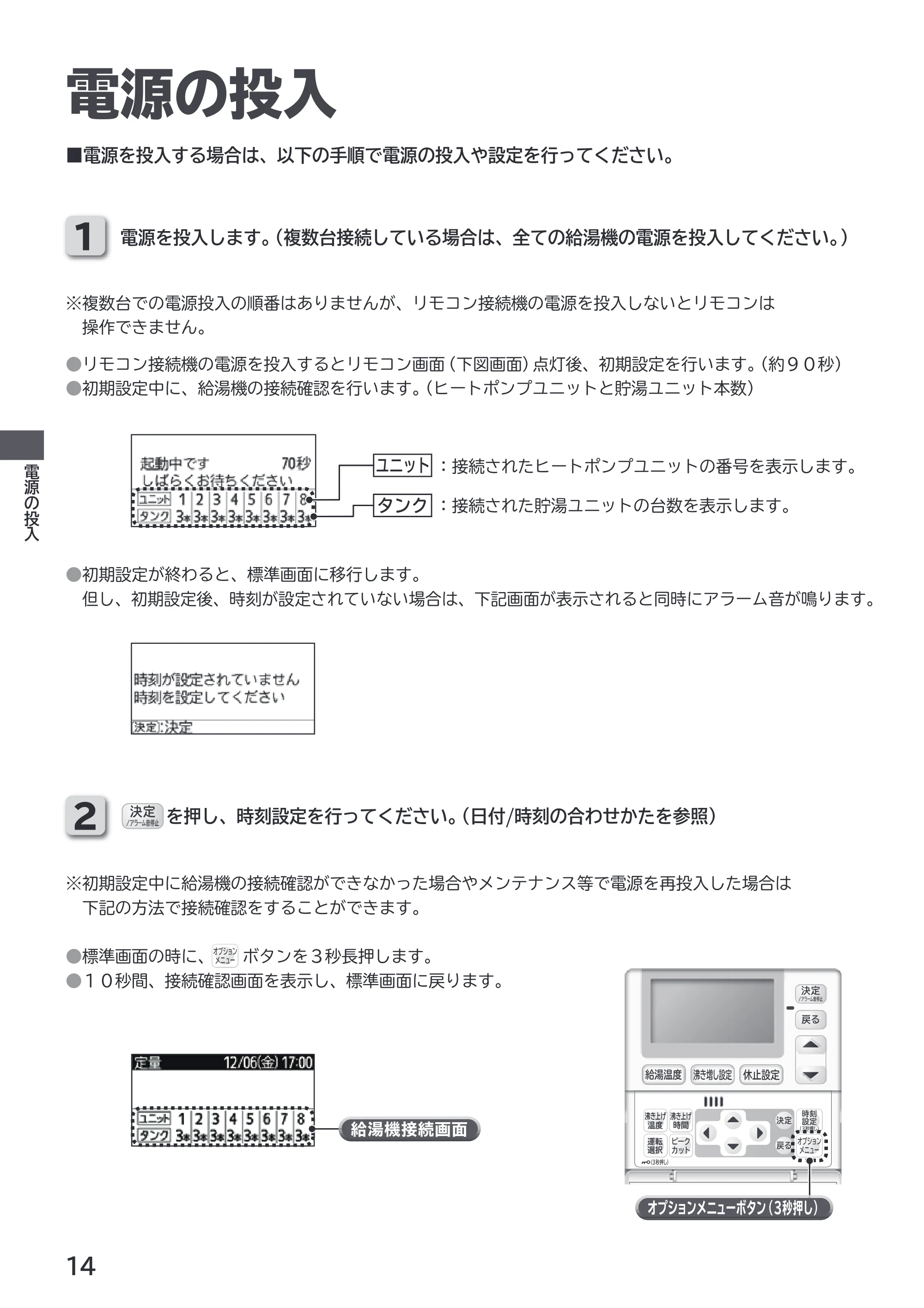 日立 RHK-1501EDS / RHK-1501EDKS 取扱説明書 — 電源の投入 — 原本ページ — 14ページ