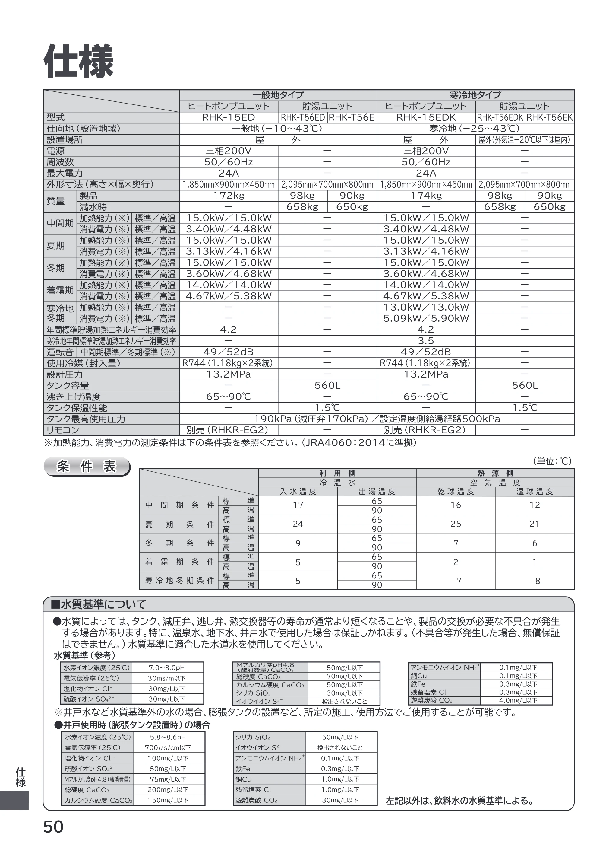 日立 RHK-1501EDS / RHK-1501EDKS 取扱説明書 — 仕様 — 原本ページ — 50ページ