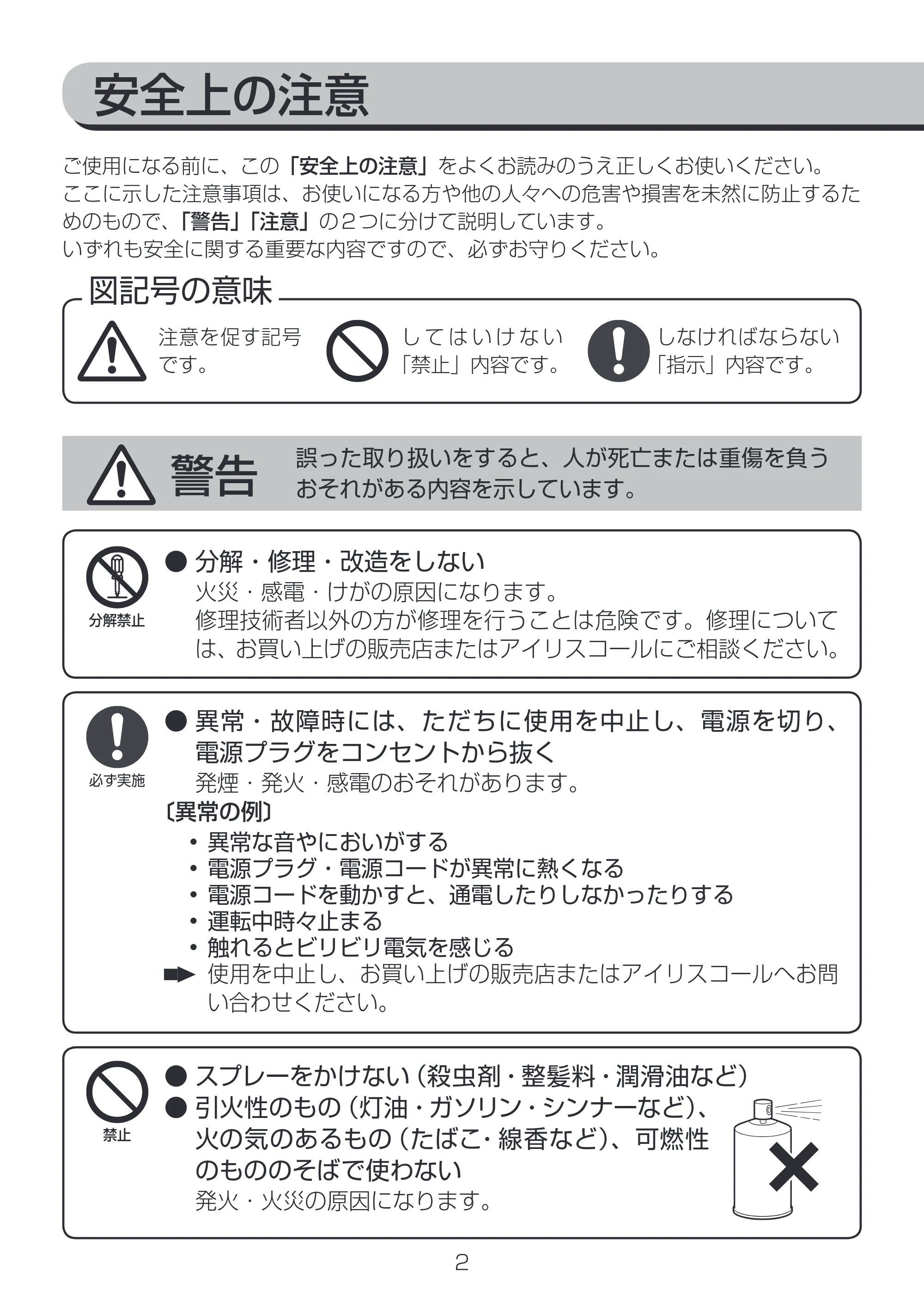 アイリスオーヤマ PCF-HD15 取扱説明書 — 原本ページ — 2ページ
