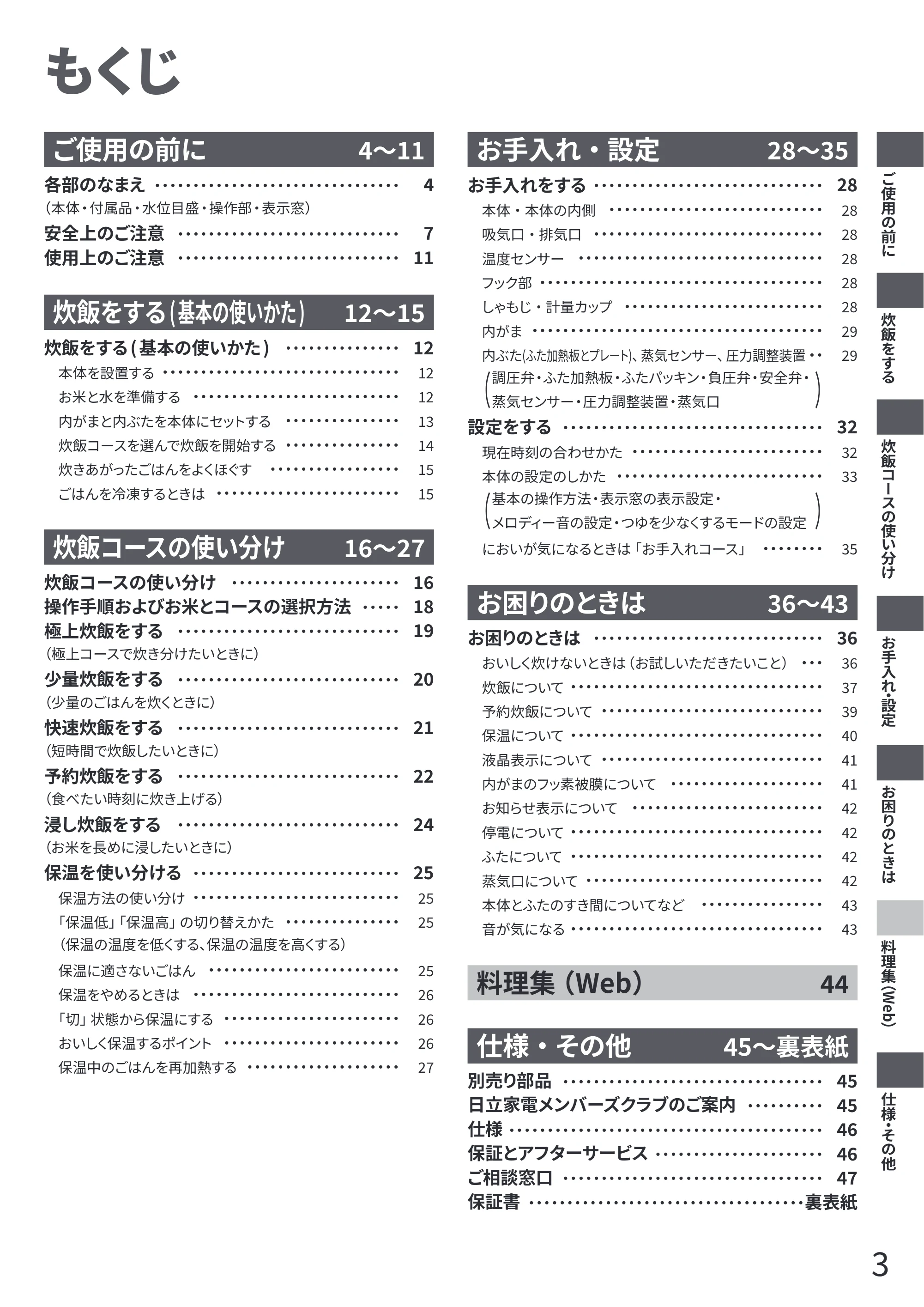 日立 RZ-Z100JM 取扱説明書 — もくじ — 原本ページ — 3ページ