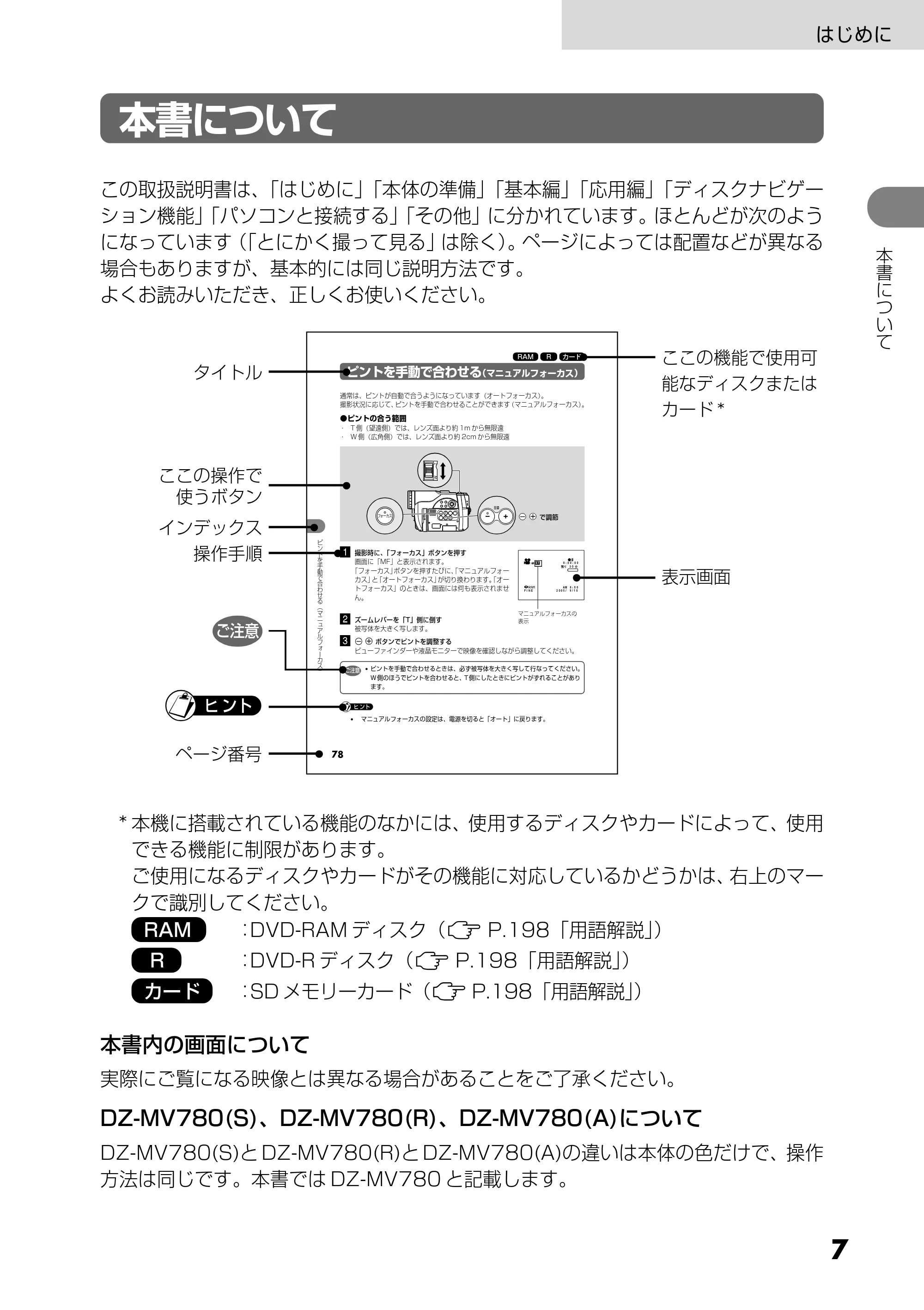 日立 DZ-MV730 取扱説明書 — はじめに — 原本ページ — 7ページ