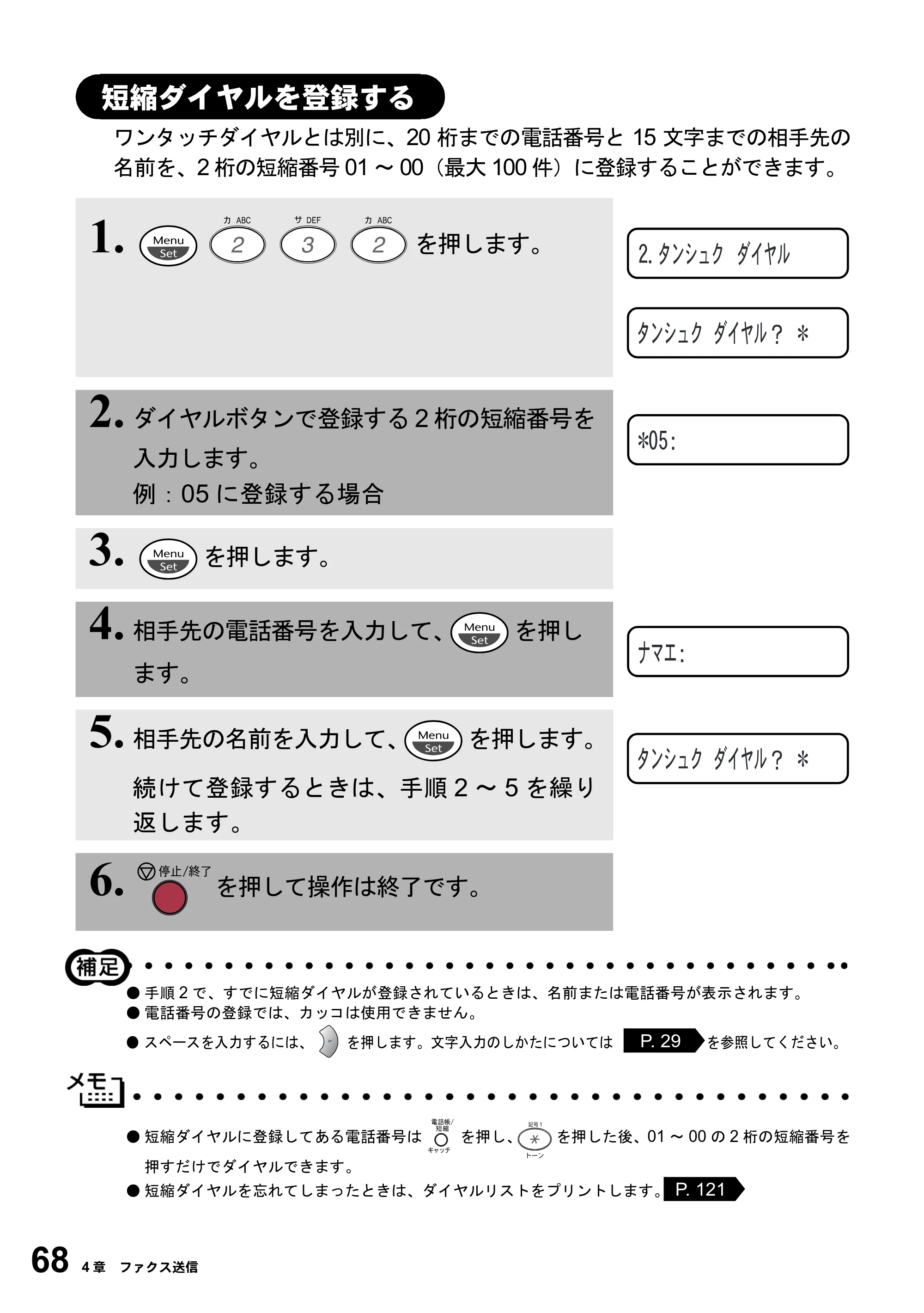 ブラザー MFC-4800J 取扱説明書（本体） — 短縮ダイヤルを登録する — 原本ページ — 80ページ