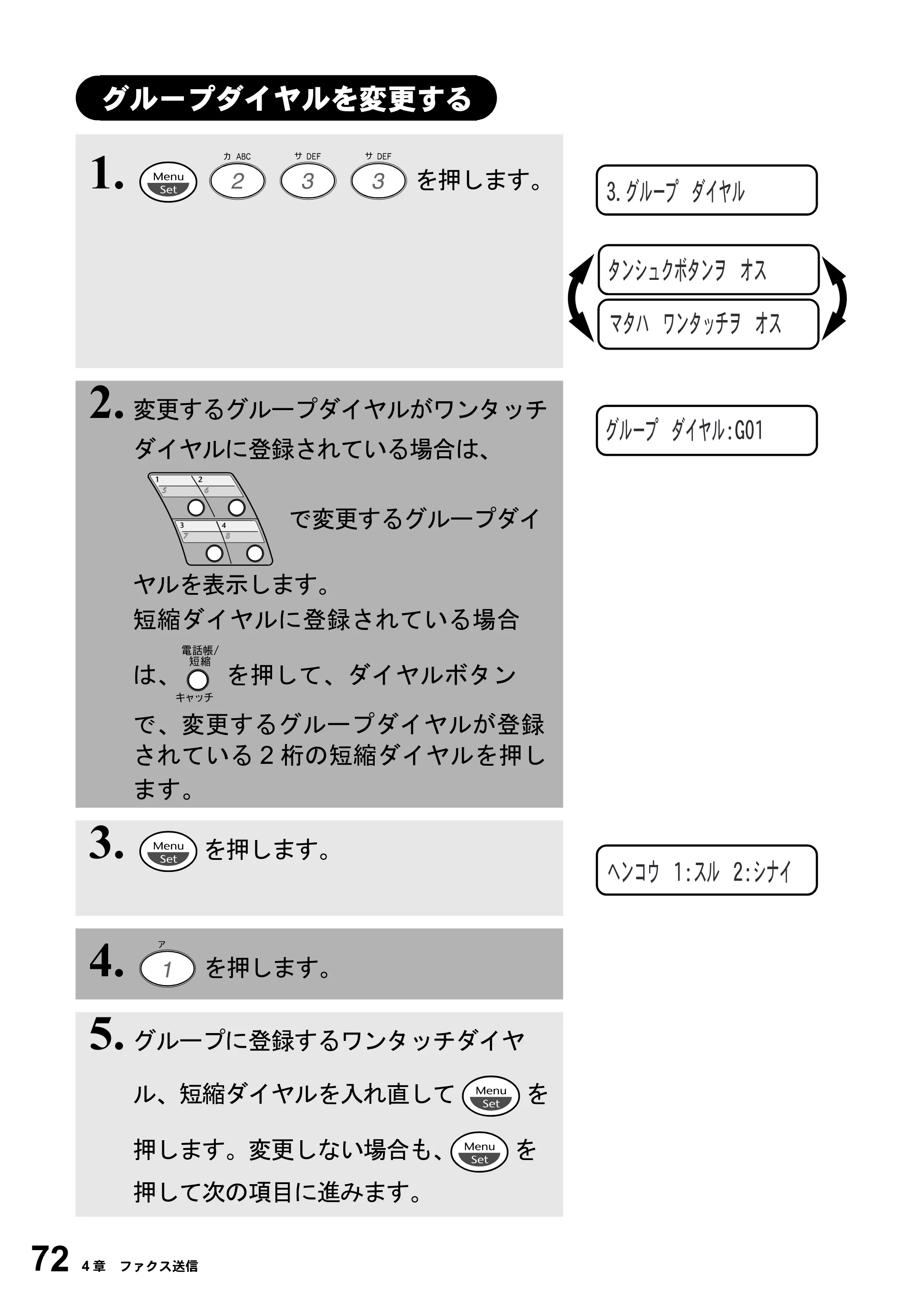 ブラザー MFC-4800J 取扱説明書（本体） — グループダイヤルを変更する — 原本ページ — 84ページ