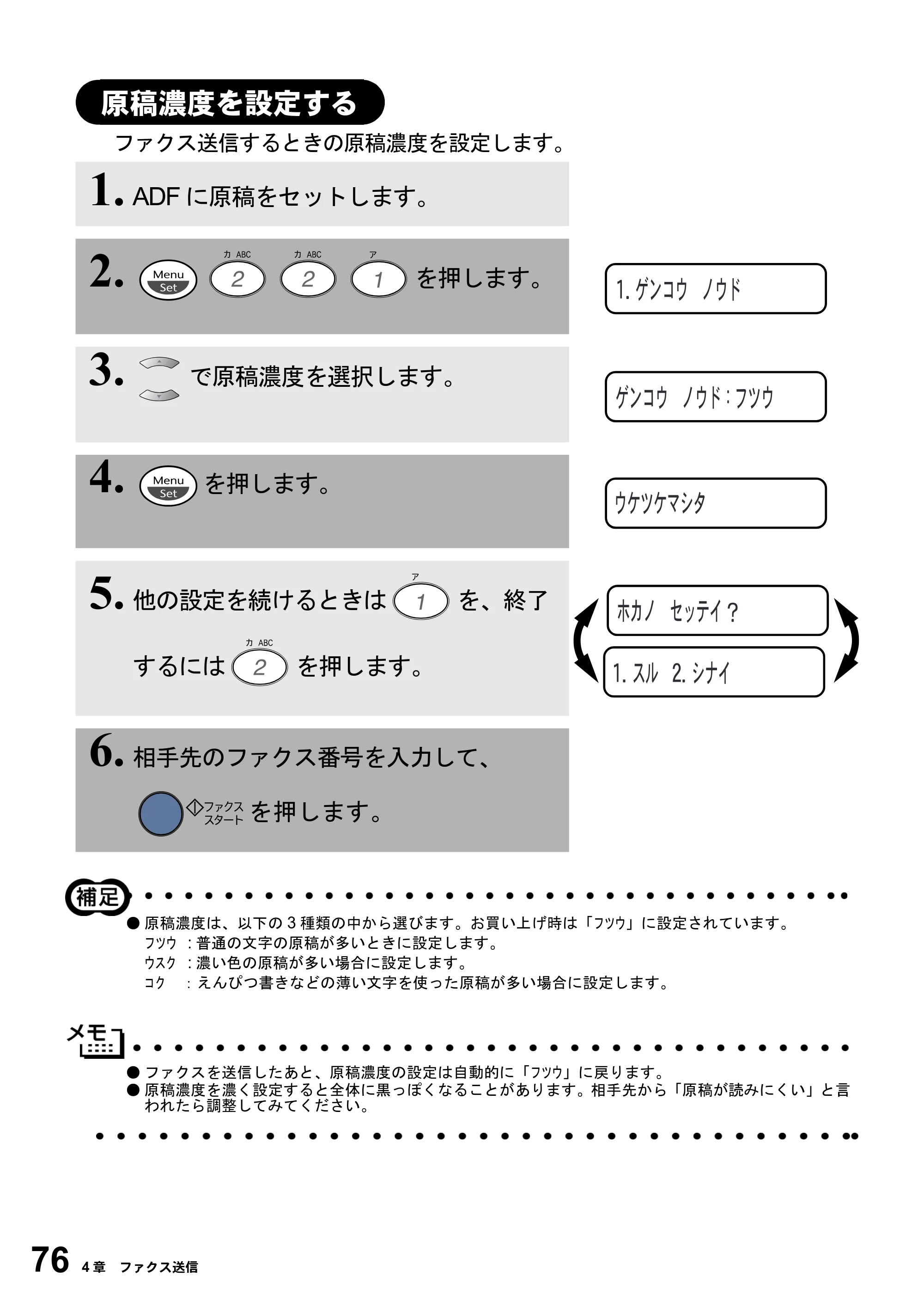 ブラザー MFC-4800J 取扱説明書（本体） — 原稿濃度を設定する — 原本ページ — 88ページ