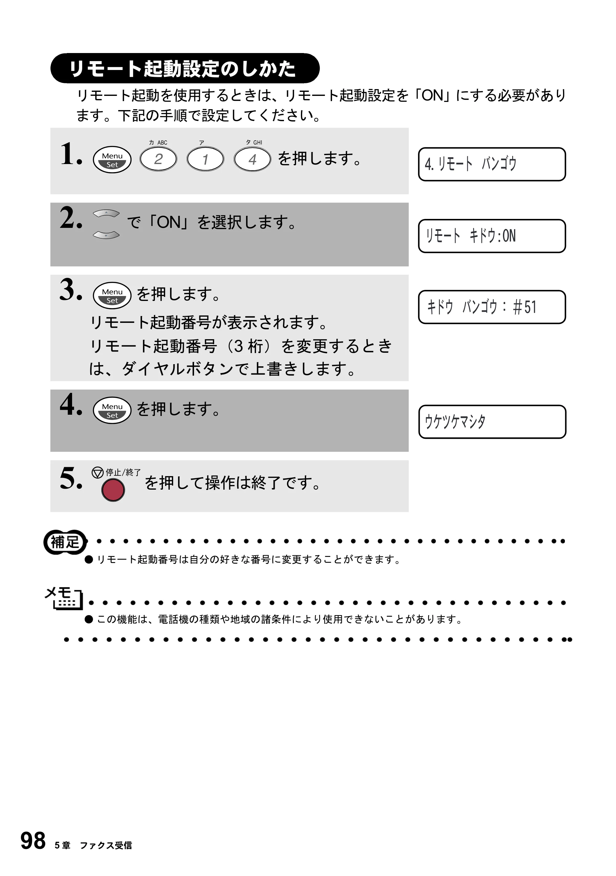 ブラザー MFC-4800J 取扱説明書（本体） — リモート起動設定のしかた — 原本ページ — 110ページ