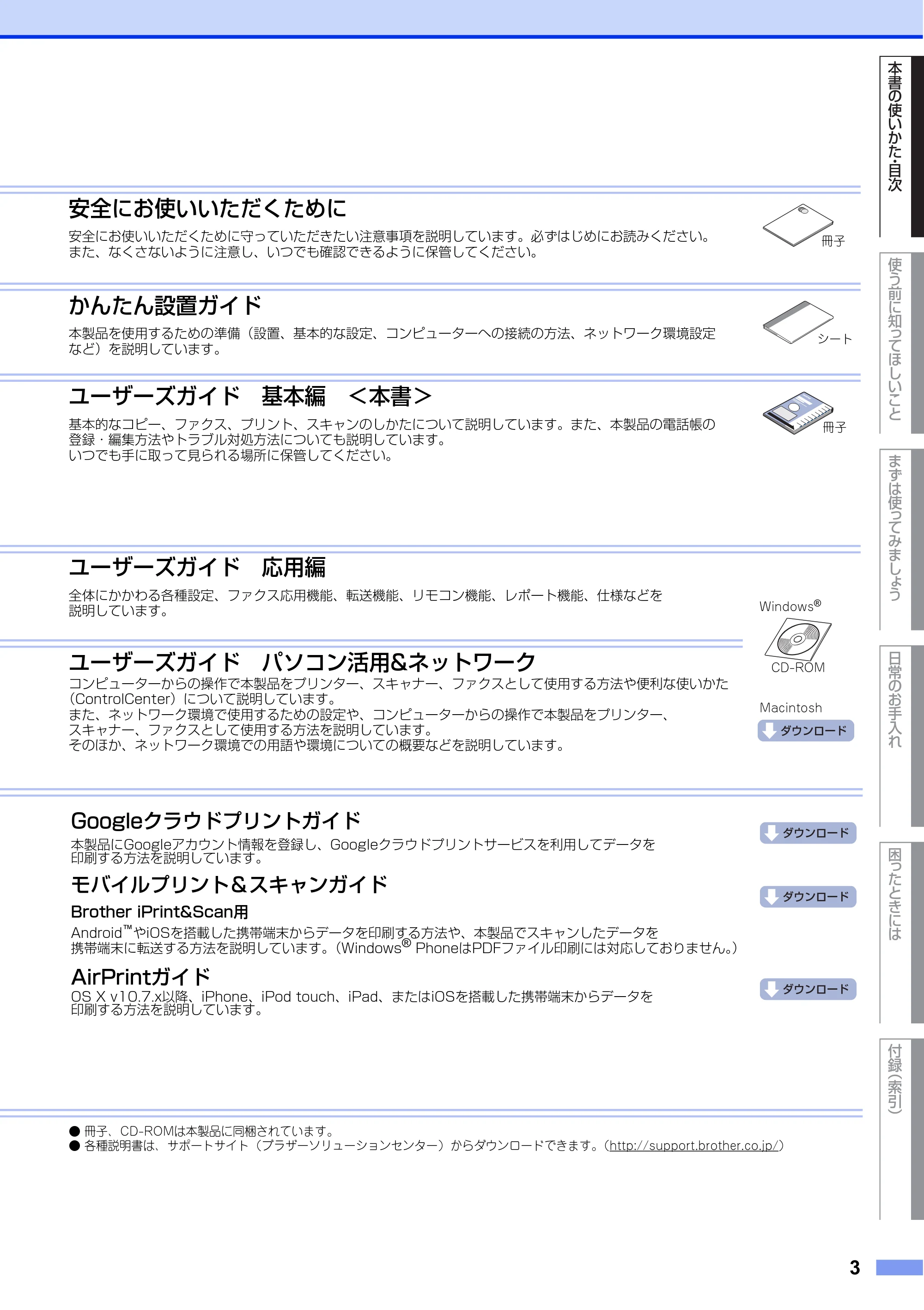 ブラザー FAX-L2700DN ユーザーズガイド ～基本編～ — 原本ページ — 3ページ