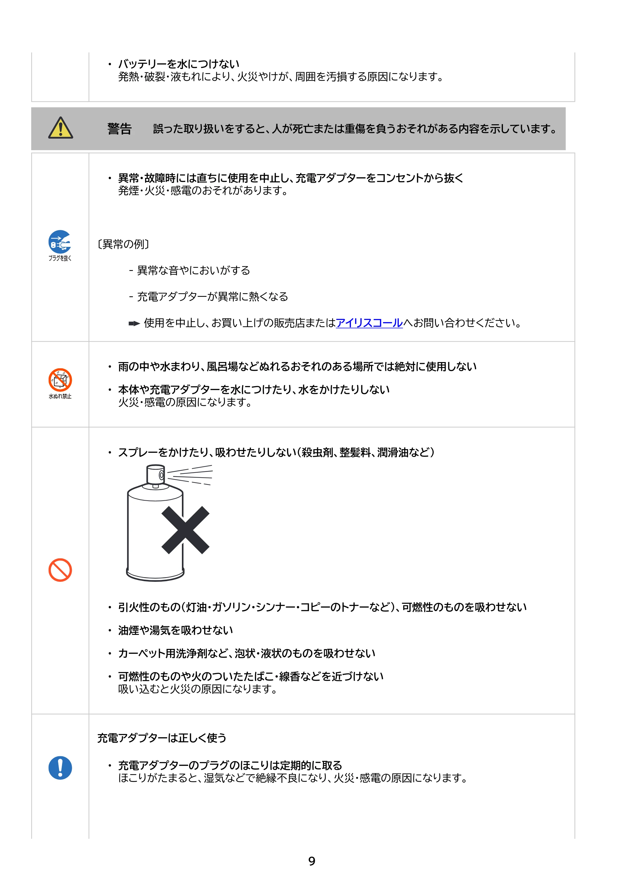 アイリスオーヤマ SCD-P2P 取扱説明書 — 原本ページ — 9ページ