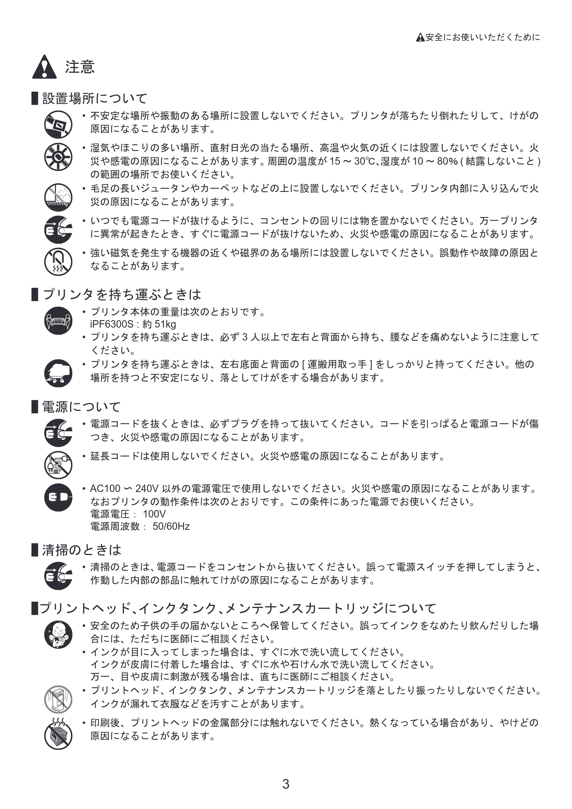 キヤノン iPF6300S 基本操作ガイド 本体操作 （PDF形式／5.21Mバイト） — 原本ページ — 3ページ