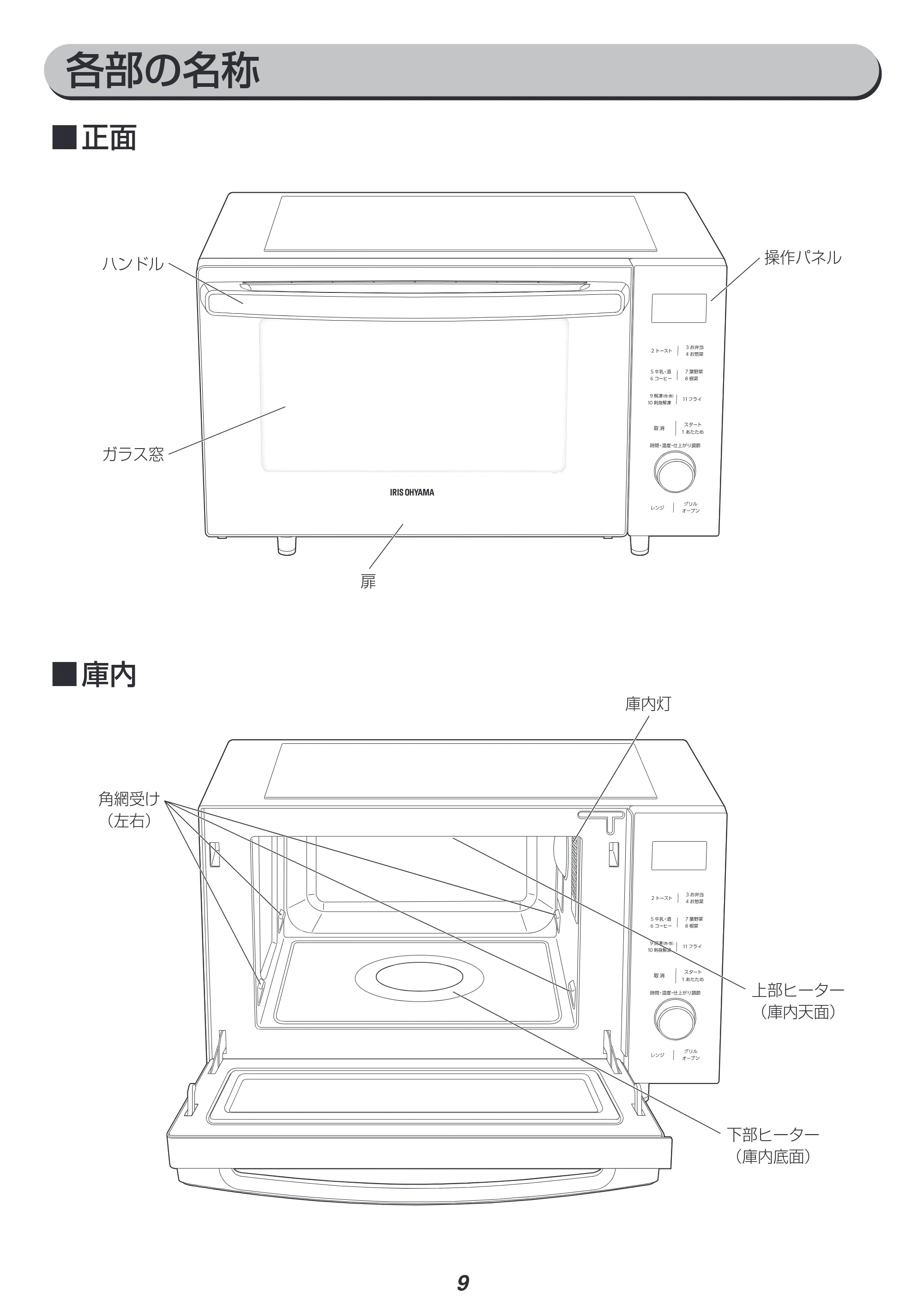 アイリスオーヤマ MO-F1809-CW 取扱説明書 — 原本ページ — 9ページ