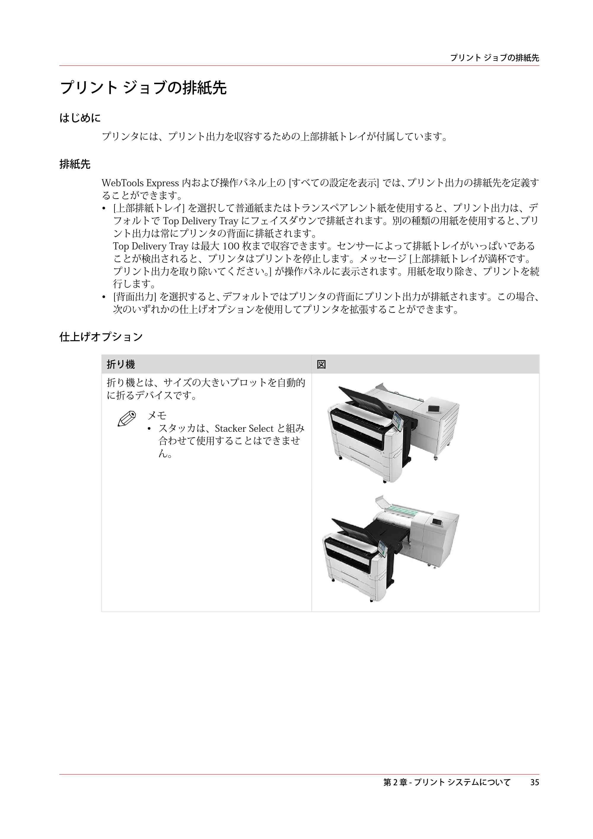 キヤノン plotWAVE T50/T55 操作ガイド 2024年9月6日掲載 （PDF形式／18.4Mバイト） — プリント ジョブの排紙先 — 原本ページ — 35ページ