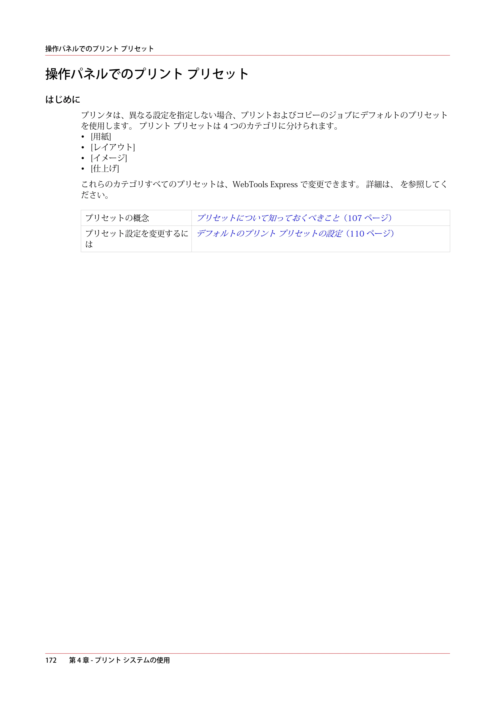 キヤノン plotWAVE T50/T55 操作ガイド 2024年9月6日掲載 （PDF形式／18.4Mバイト） — 操作パネルでのプリント プリセット — 原本ページ — 172ページ