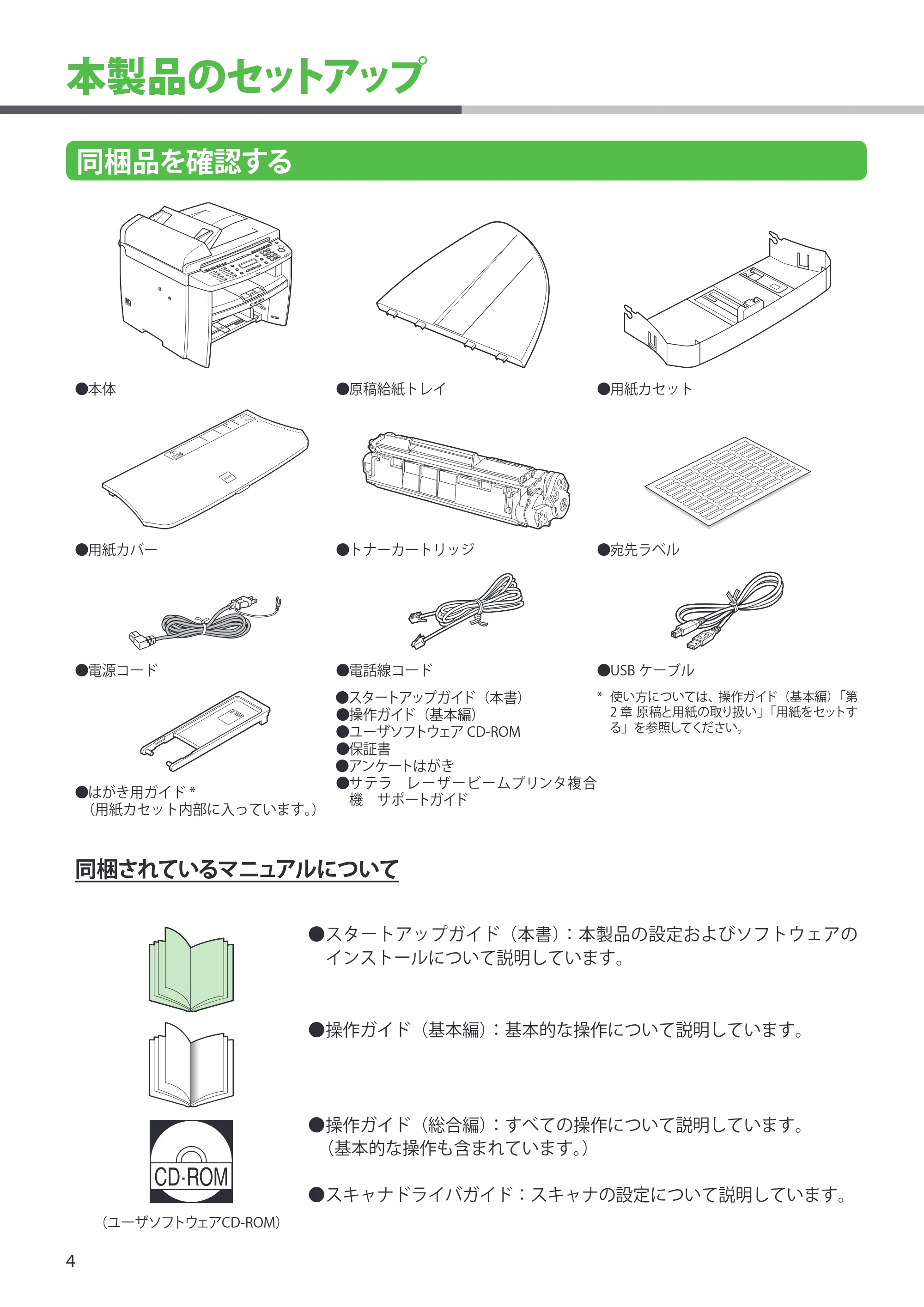 キヤノン MF4270 スタートアップガイド (PDF形式/7.57Mバイト) — 本製品のセットアップ — 原本ページ — 6ページ