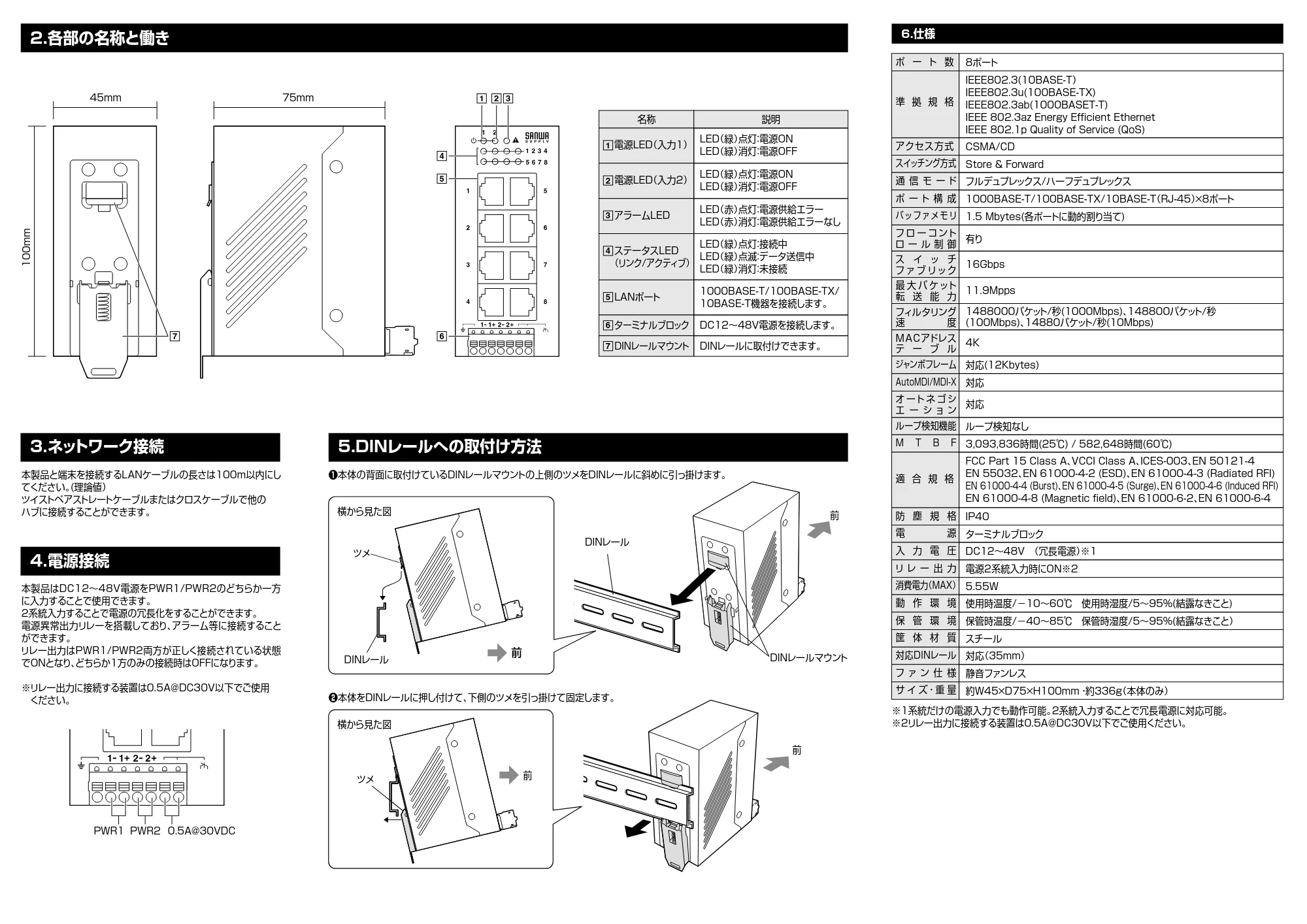 サンワサプライ LAN-GIGAFA804 取扱説明書 — 原本ページ — 2ページ