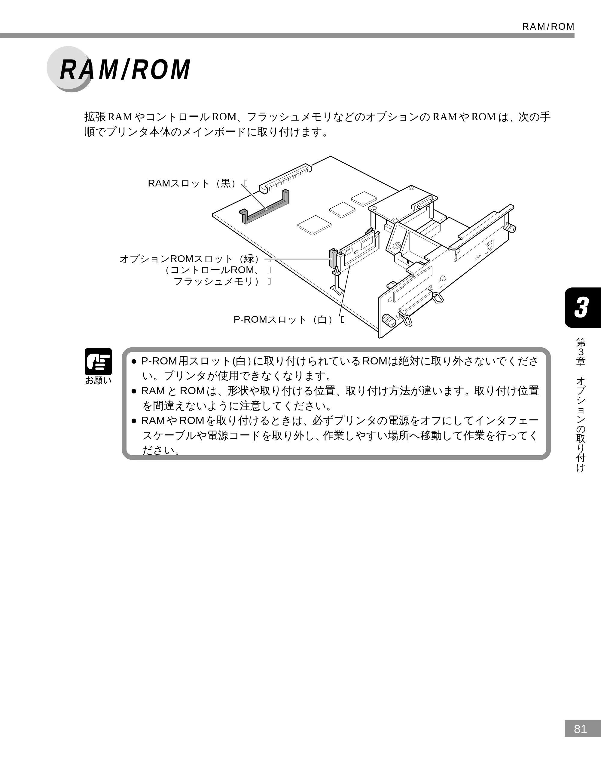 キヤノン LBP-2300 設置ガイド （PDF形式／3.17Mバイト） — RAM/ROM — 原本ページ — 81ページ