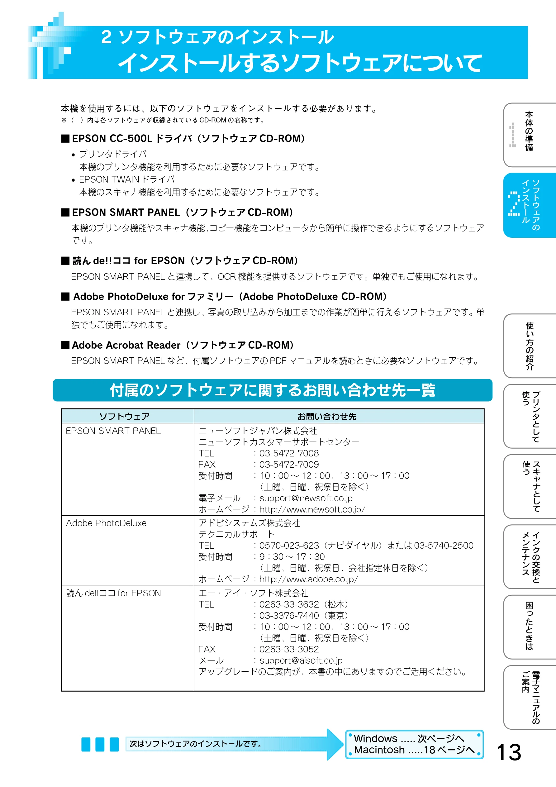 エプソン CC-500L スタートアップガイド — 2 ソフトウェアのインストール — 図版 15-1 — 15ページ