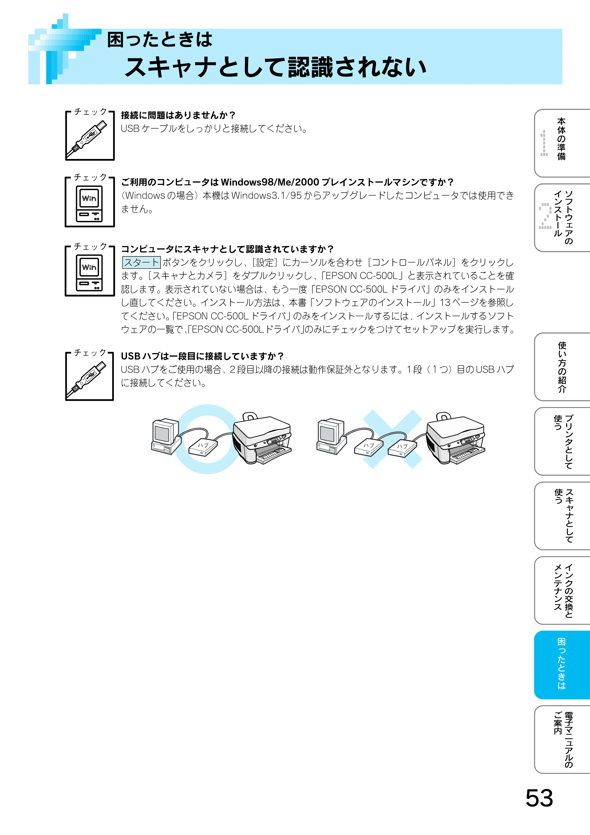 エプソン CC-500L スタートアップガイド — スキャナとして認識されない — 原本ページ — 55ページ
