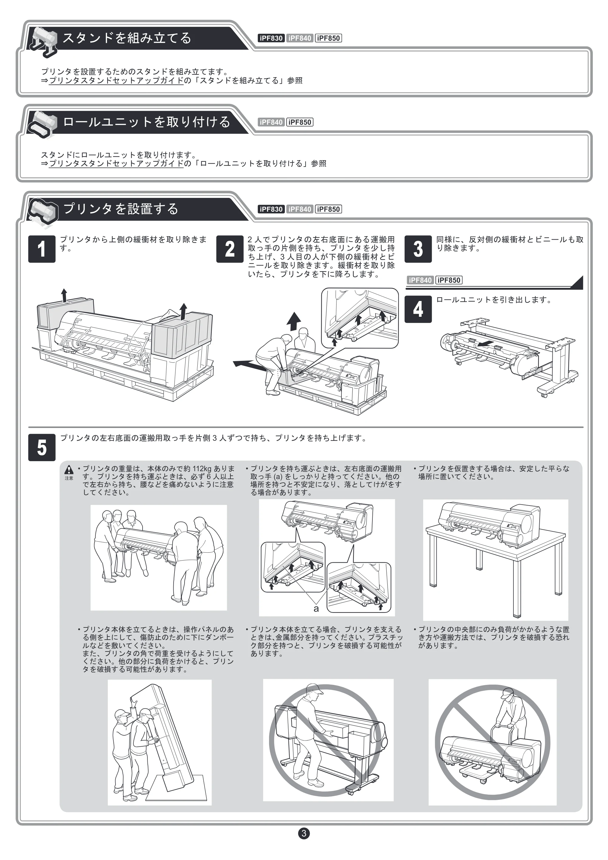 キヤノン iPF830/840/850 iPF830／iPF840／iPF850 セットアップガイド（PDF：5.56MB） — 原本ページ — 3ページ