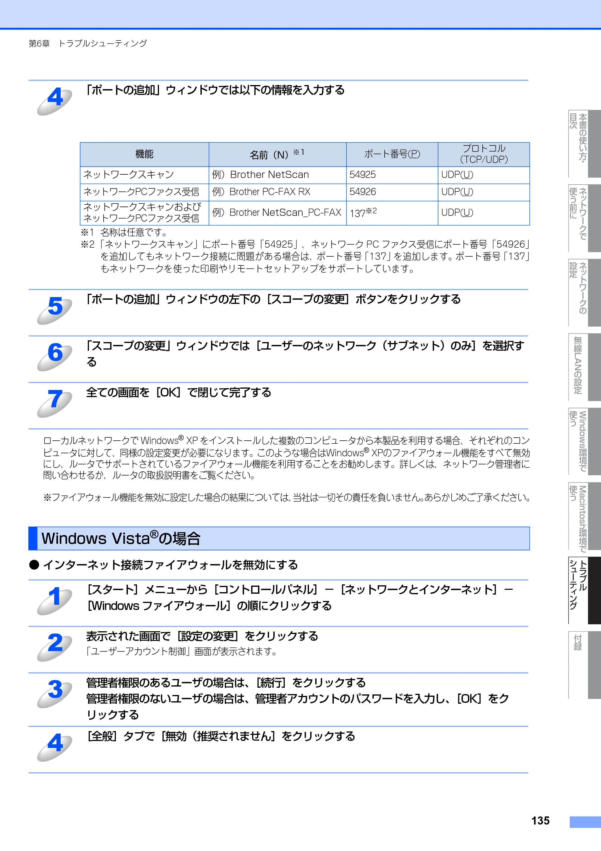 ブラザー MFC-7840W ネットワーク取扱説明書 — Windows Vista®の場合 — 原本ページ — 136ページ