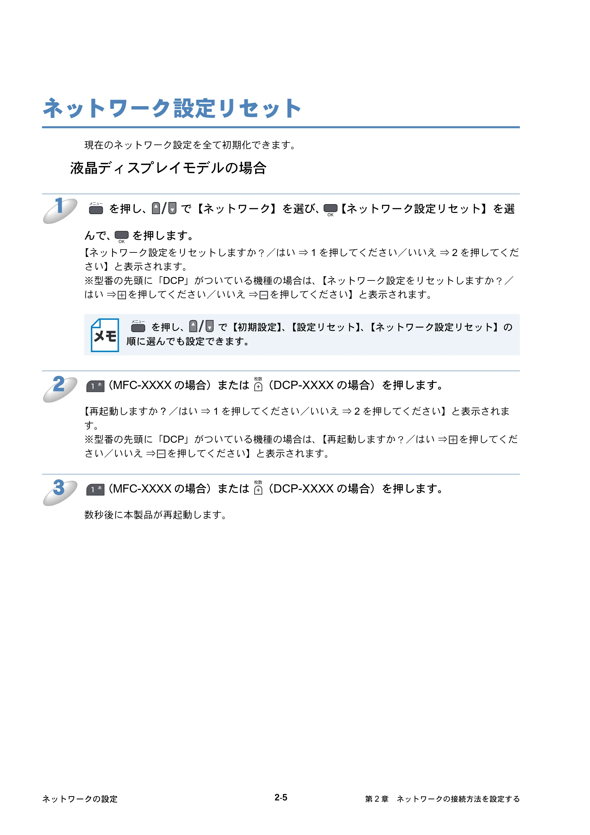 ブラザー DCP-390CN / DCP-595CN / MFC-495CN ユーザーズガイド ～ネットワーク設定編～ — ネットワーク設定リセット — 原本ページ — 26ページ