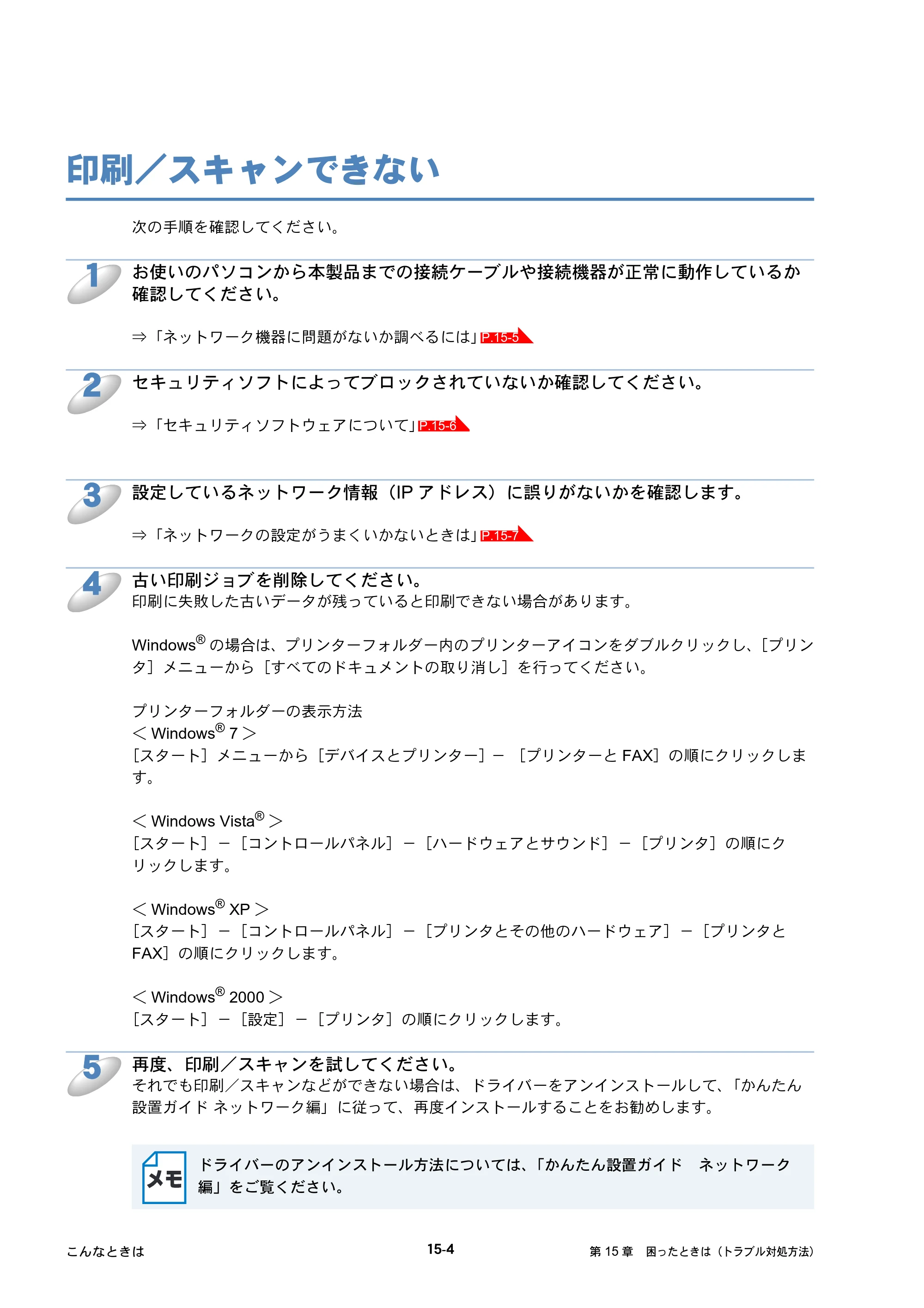 ブラザー DCP-390CN / DCP-595CN / MFC-495CN ユーザーズガイド ～ネットワーク設定編～ — 印刷／スキャンできない — 原本ページ — 133ページ