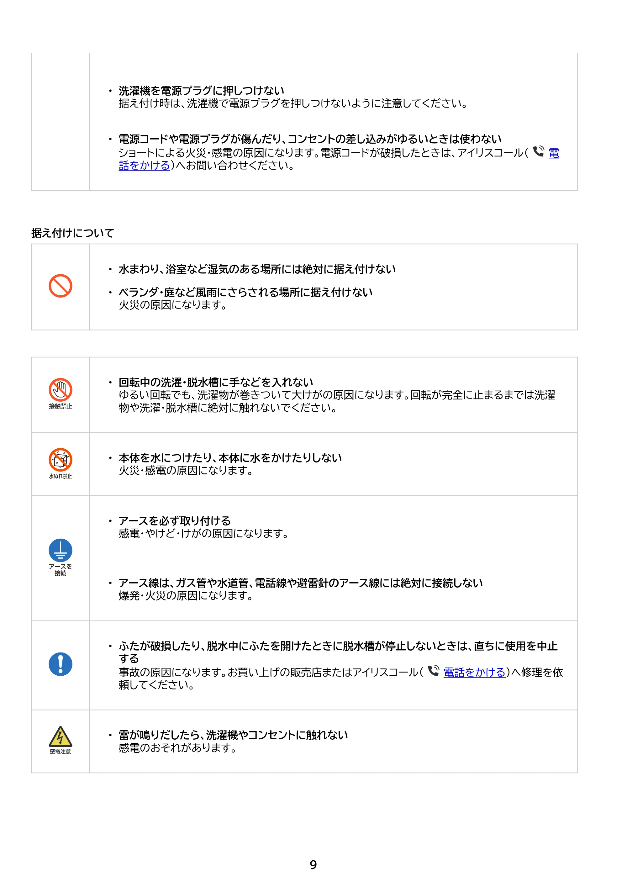 アイリスオーヤマ ITW-80A01 取扱説明書 — 原本ページ — 9ページ