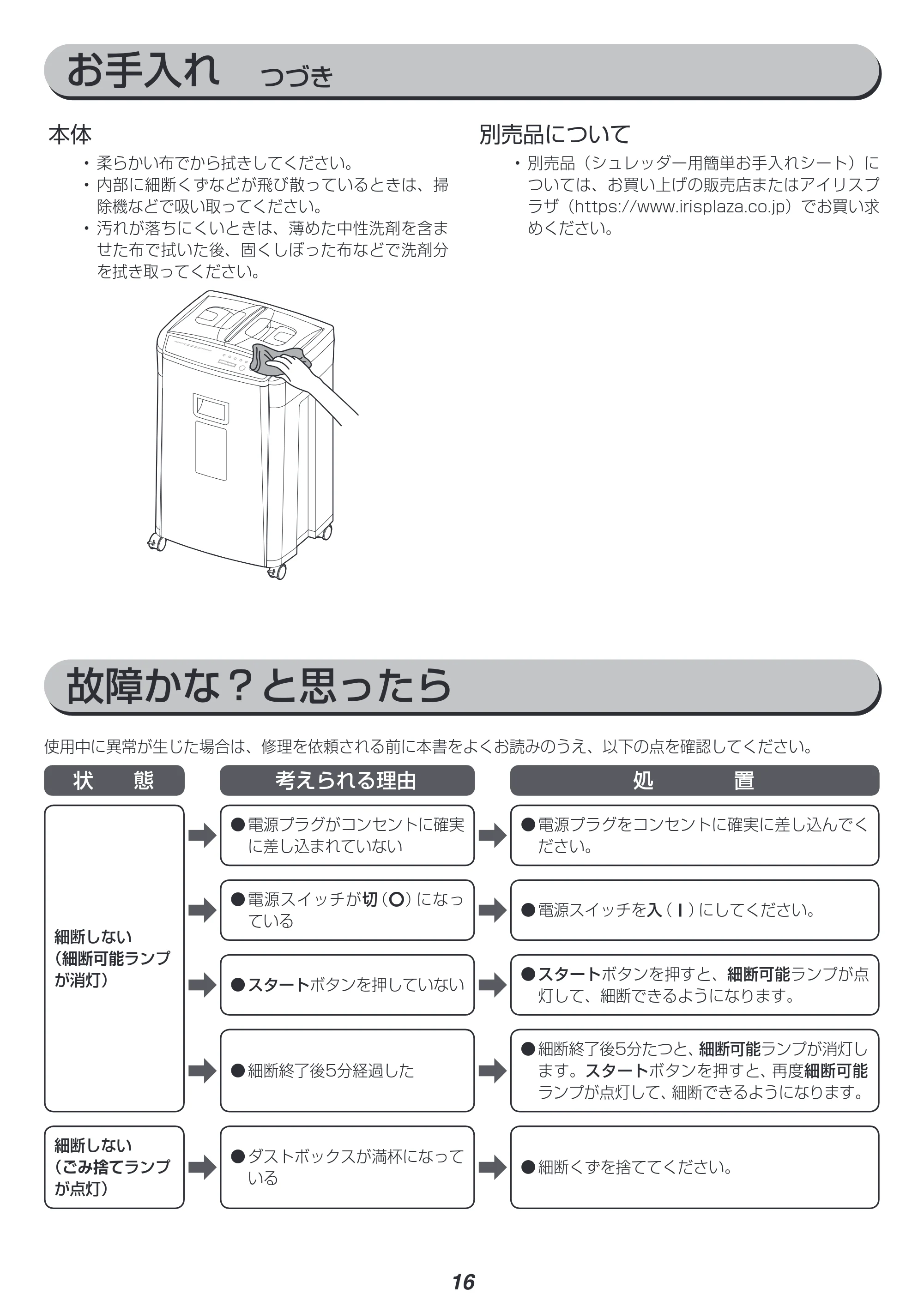 アイリスオーヤマ AFS160HM 取扱説明書 — 原本ページ — 16ページ