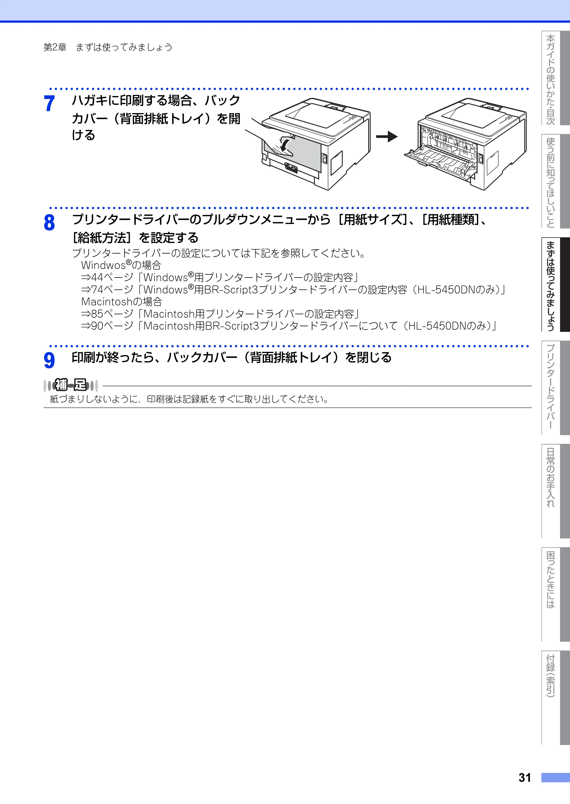 ブラザー HL-5440D / HL-5450DN ユーザーズガイド — 原本ページ — 31ページ