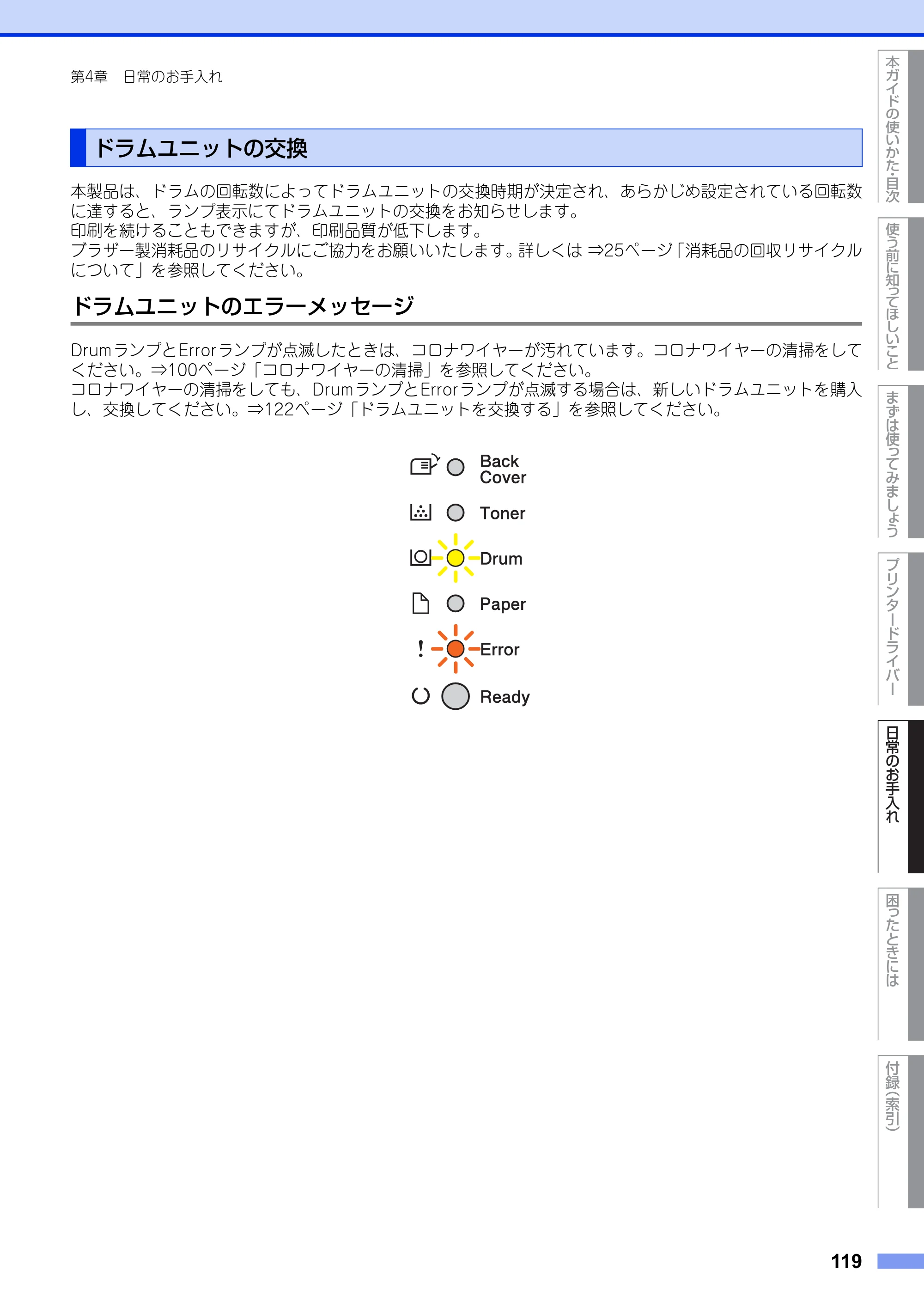 ブラザー HL-5440D / HL-5450DN ユーザーズガイド — ドラムユニットの交換 — 原本ページ — 119ページ