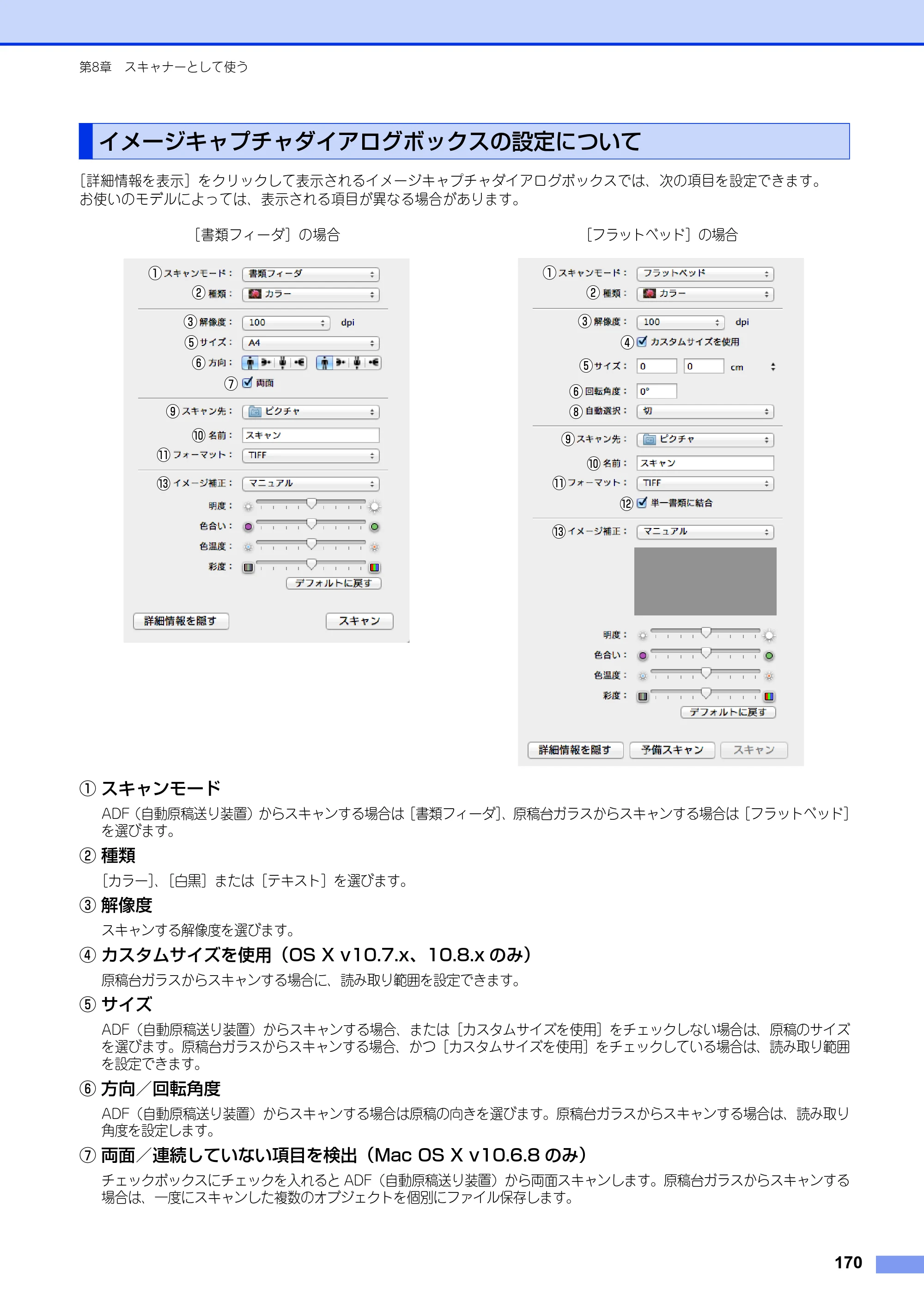ブラザー DCP-9020CDW / MFC-9340CDW ユーザーズガイド ～パソコン活用編～ — イメージキャプチャダイアログボックスの設定について — 原本ページ — 171ページ