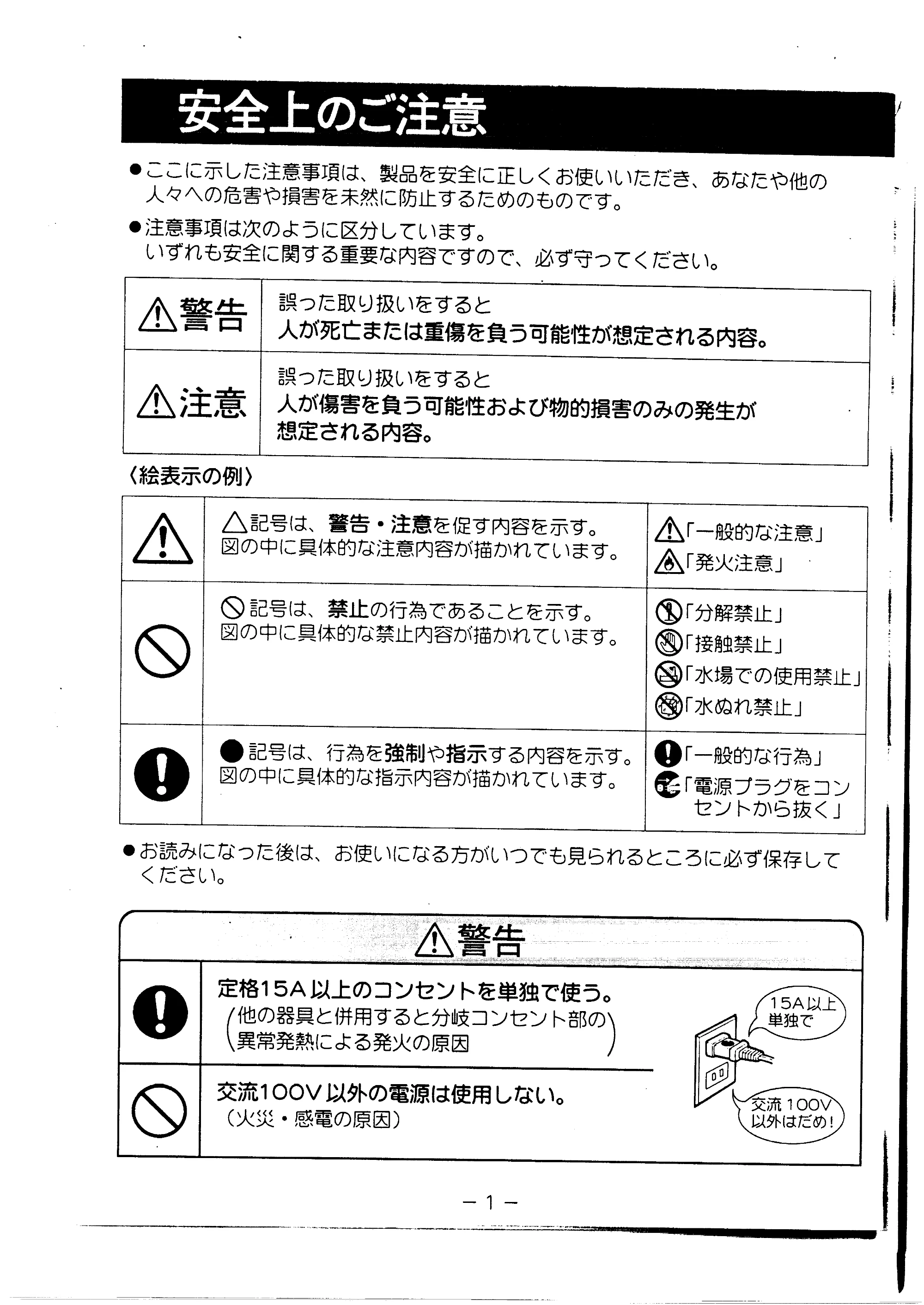 日立 HD1289 取扱説明書 — 安全上のご注意 — 原本ページ — 2ページ